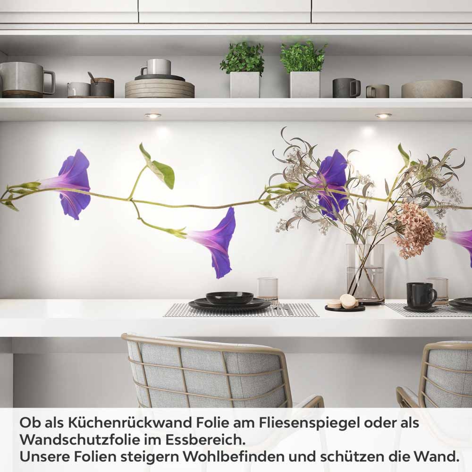 Küchenrückwand Folie Rankenblüten - Natürliche Schönheit für Ihre Wand Artikelbild 1