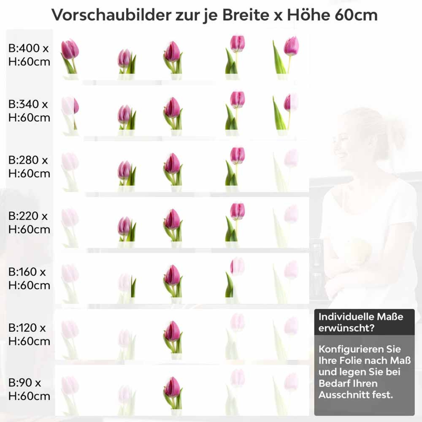 Küchenrückwand Folie rosa Tulpen - Frühlingshafte Leichtigkeit Höhe 60cm