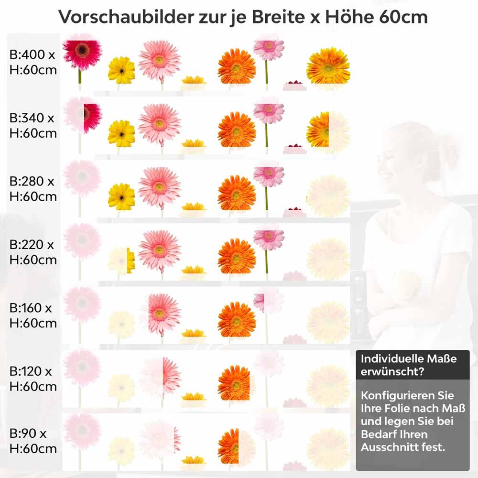Küchenrückwand Folie Blumentraum - Fröhliche Gerbera für Ihre Küche Höhe 60cm