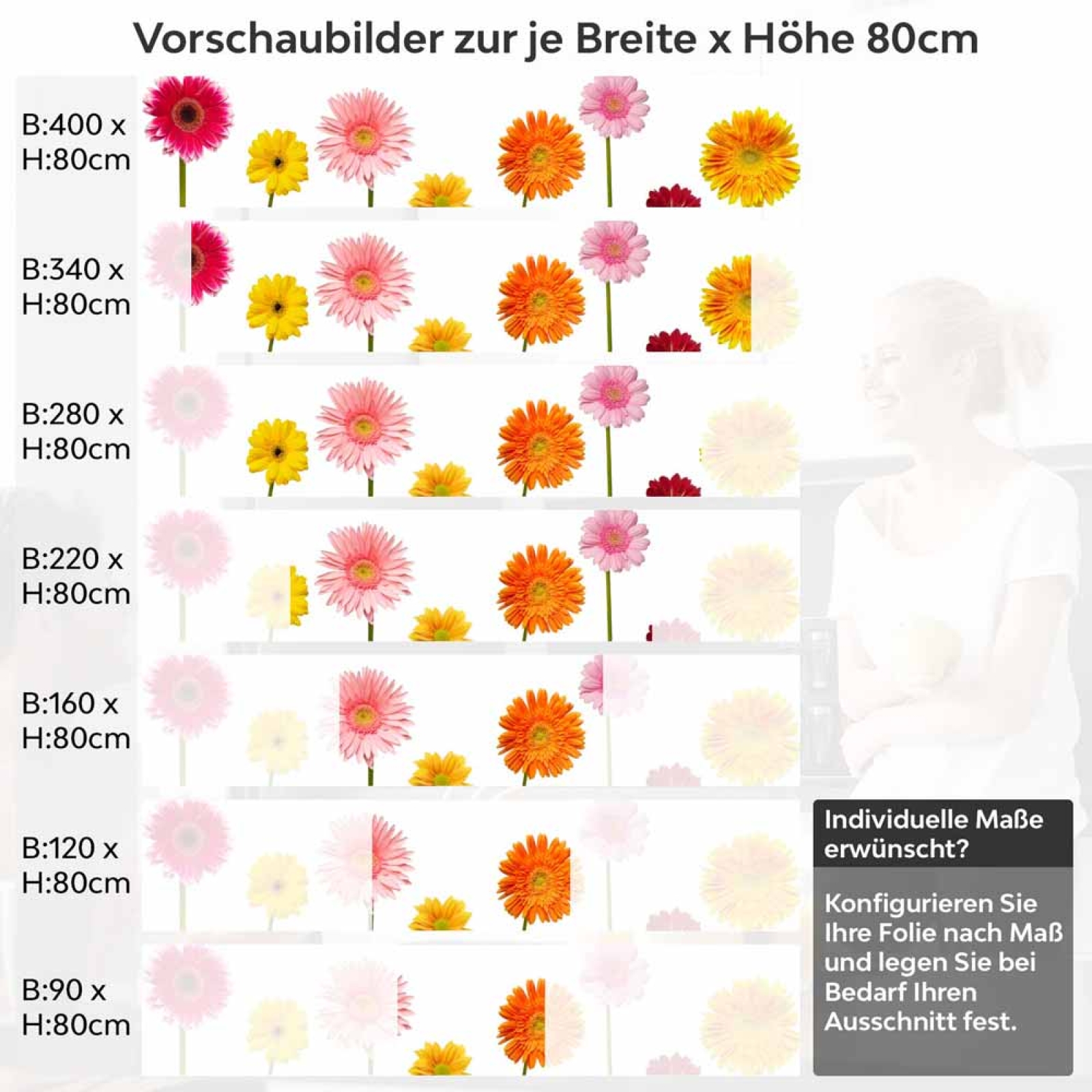 Küchenrückwand Folie Blumentraum - Fröhliche Gerbera für Ihre Küche Höhe 80cm