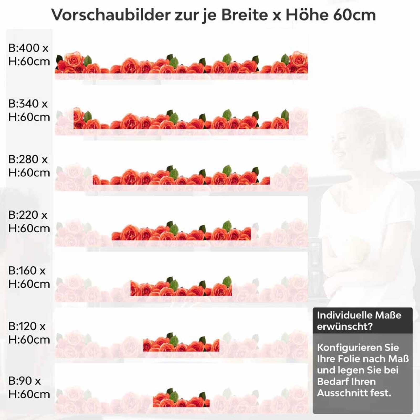 Küchenrückwand Folie Rosenoptik Höhe 60cm