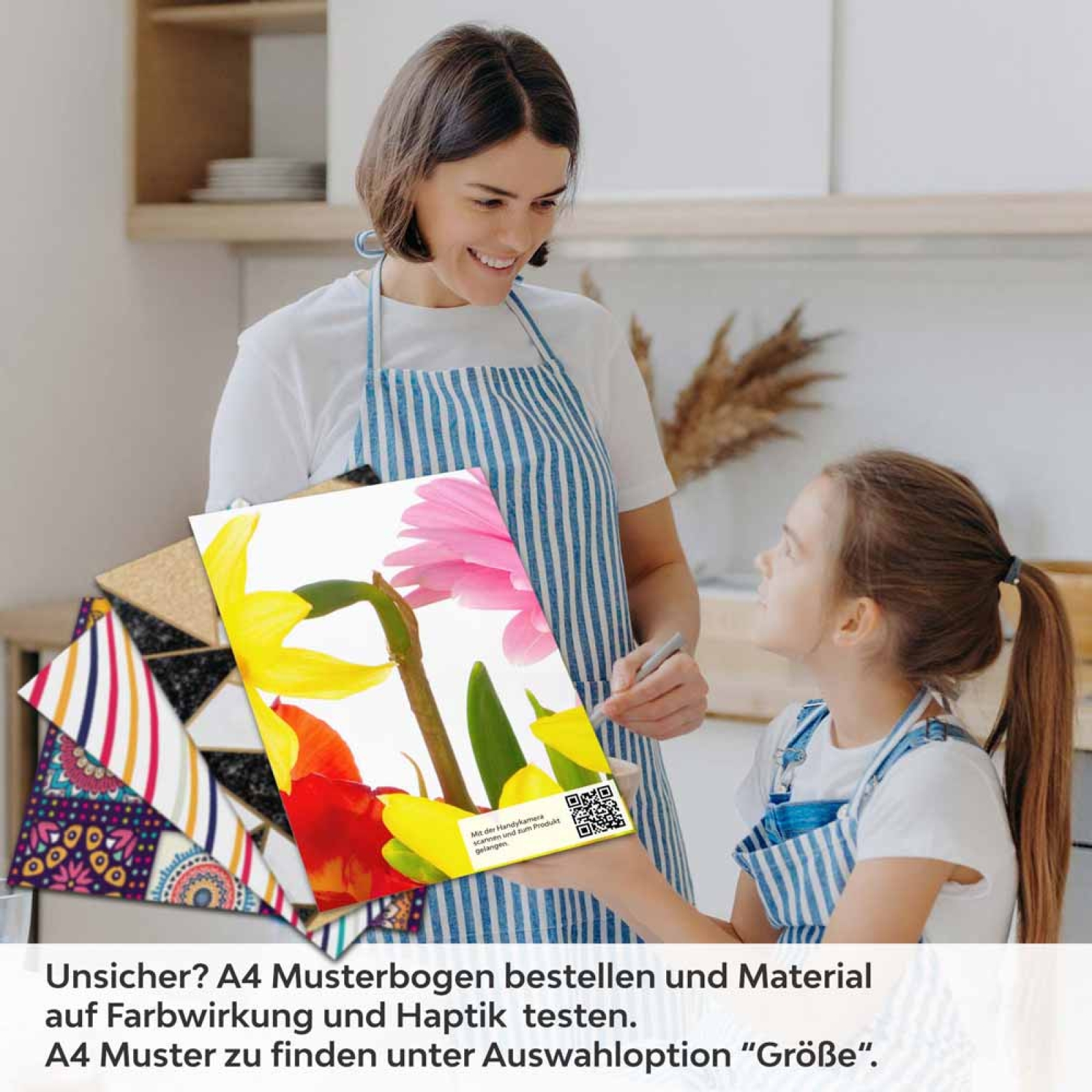 Küchenrückwand Folie Blütenmuster A4 Muster