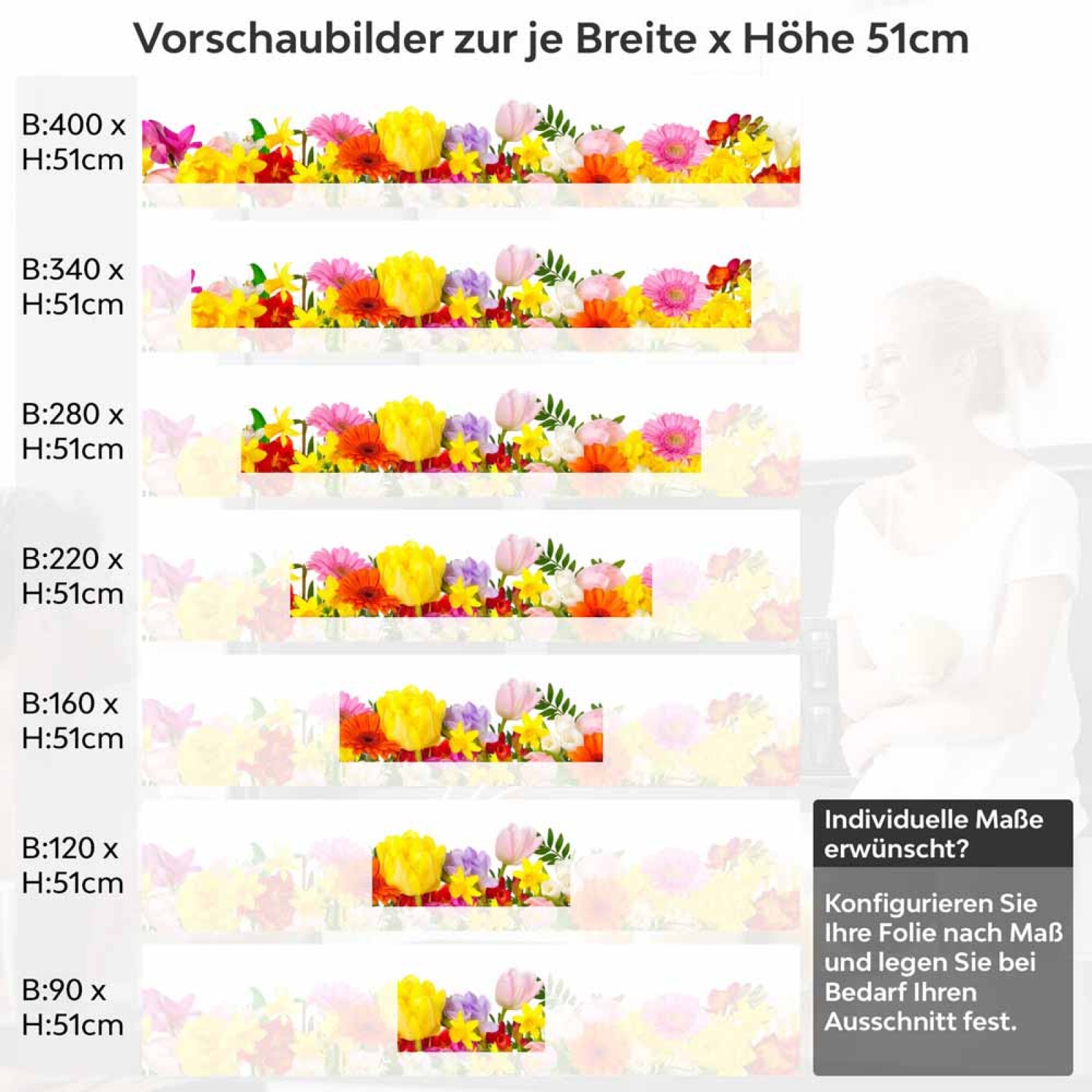 Küchenrückwand Folie Blütenmuster Höhe 51cm