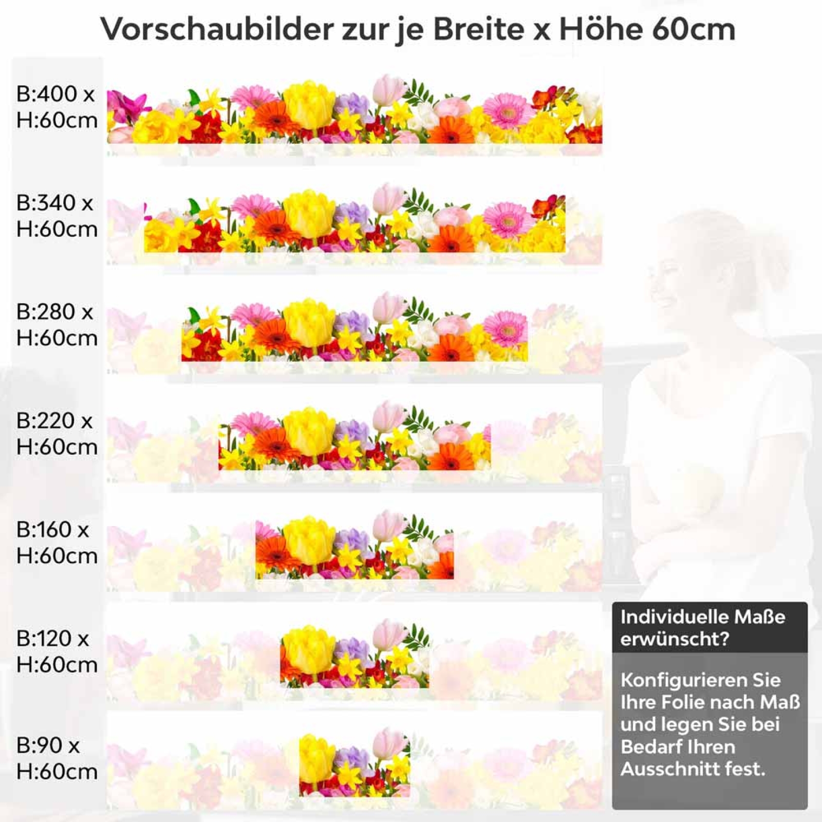 Küchenrückwand Folie Blütenmuster Höhe 60cm