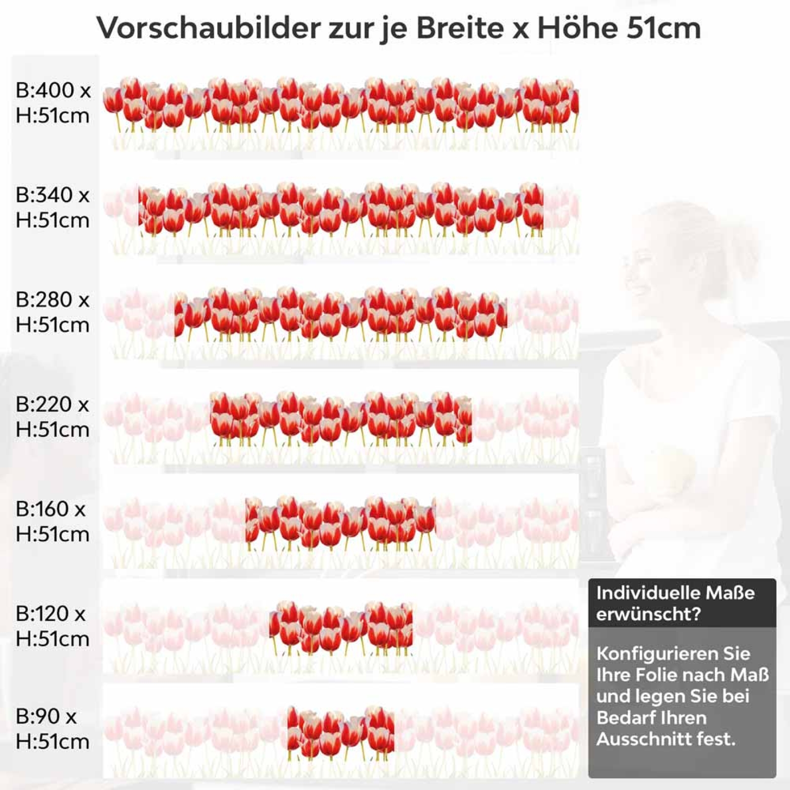 Küchenrückwand Folie Tulpenmotiv Höhe 51cm