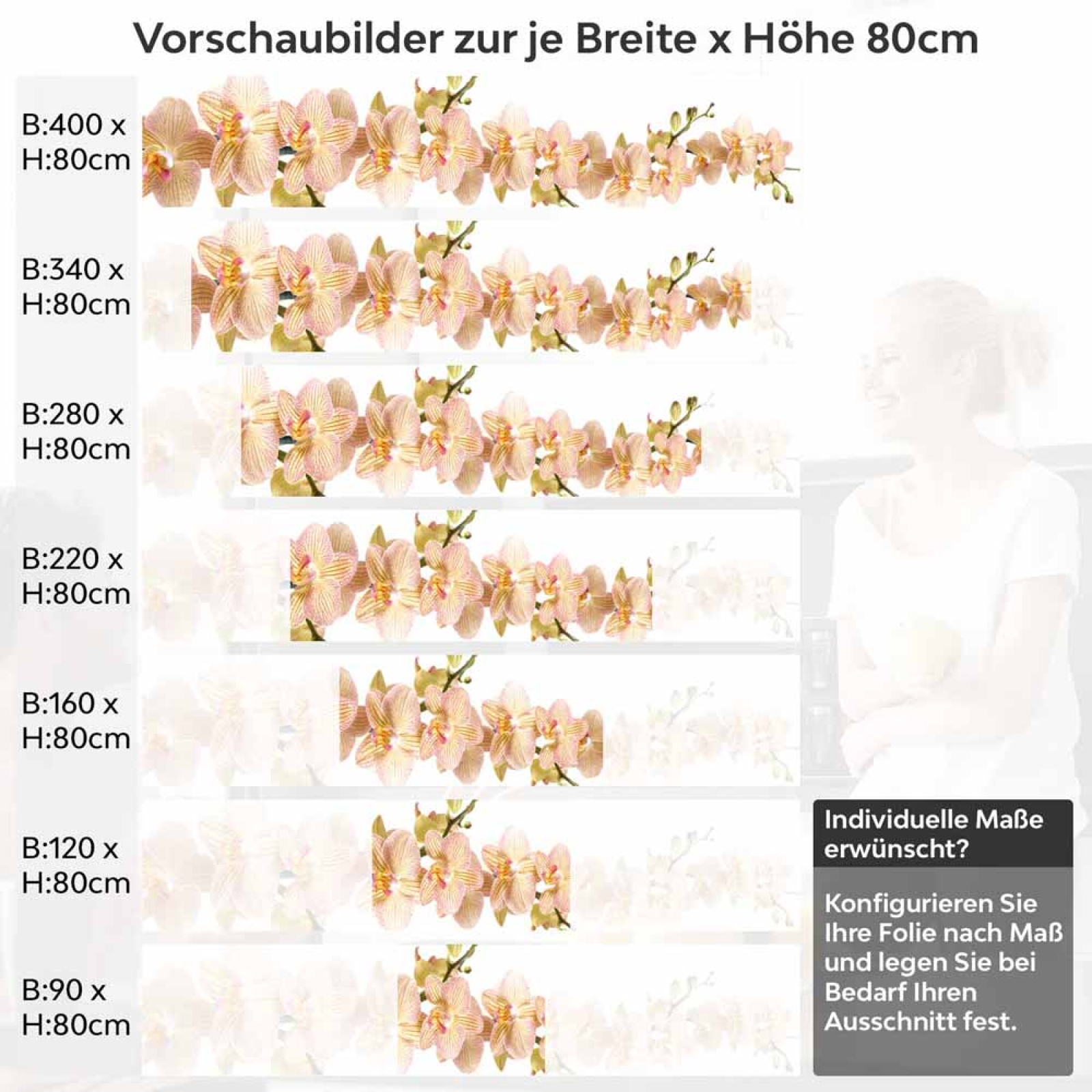 Küchenrückwand Folie Orchideenblüten Höhe 80cm
