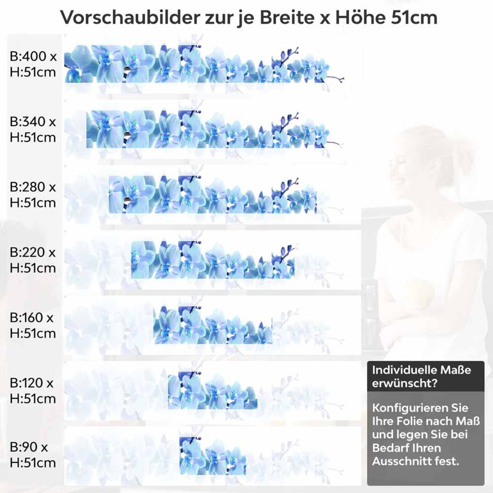 Küchenrückwand Folie Orchideenmotiv Höhe 51cm