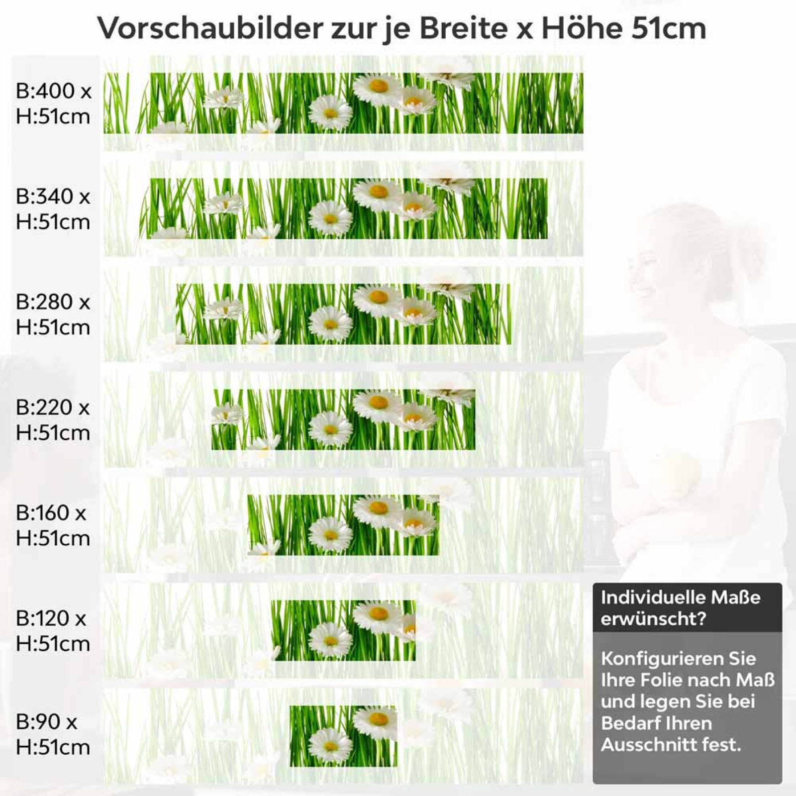 Küchenrückwand Folie Gänseblümchen Höhe 51cm