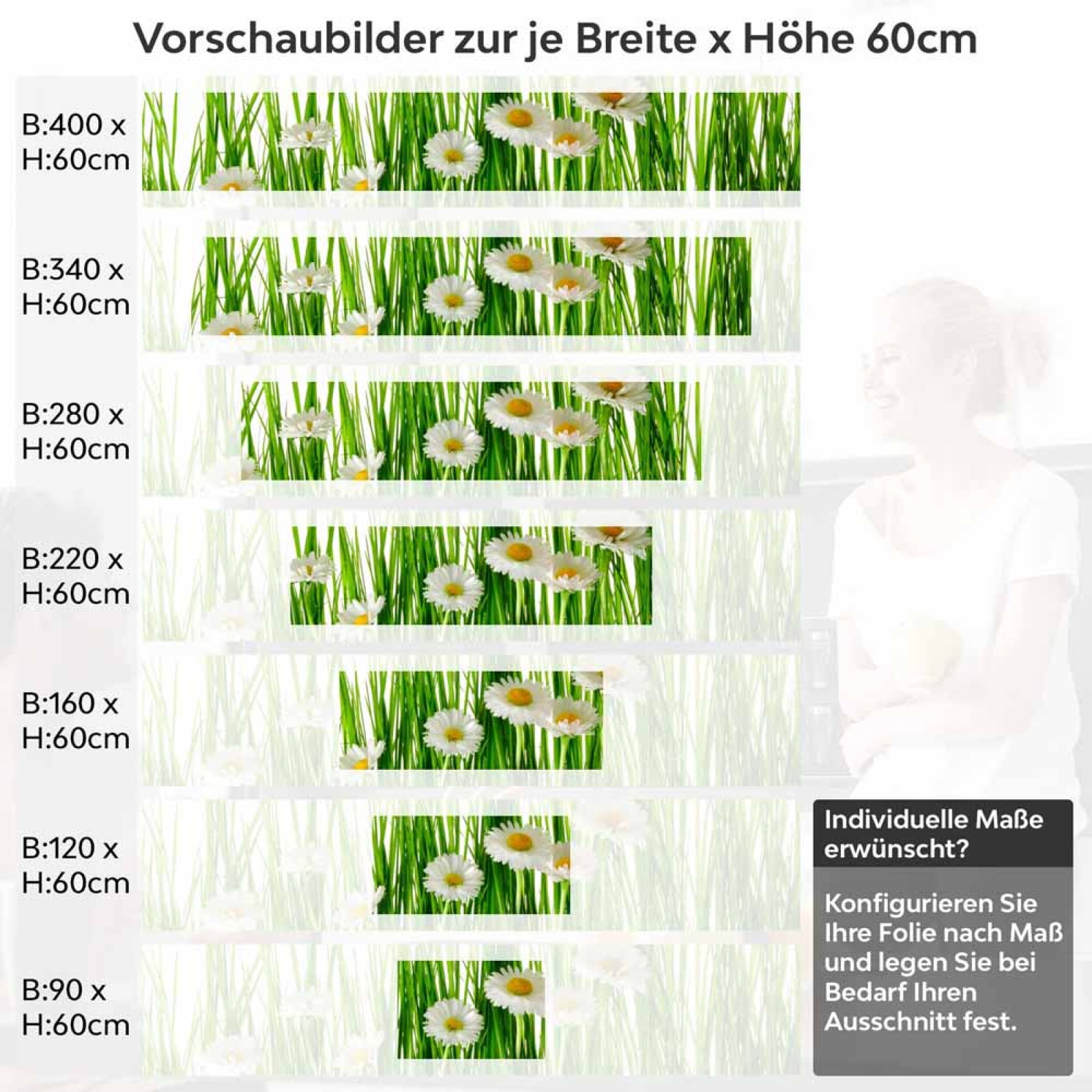 Küchenrückwand Folie Gänseblümchen Höhe 60cm