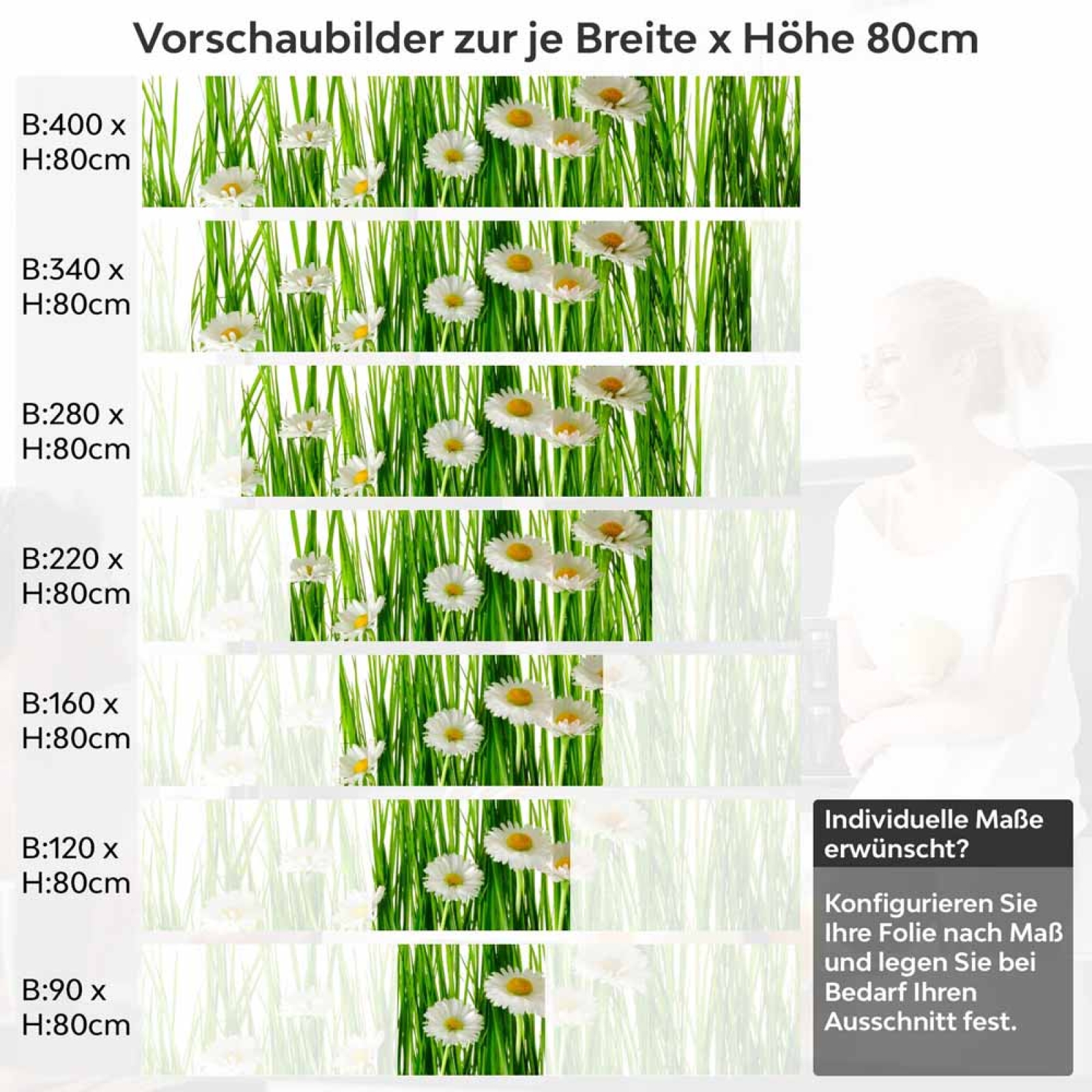 Küchenrückwand Folie Gänseblümchen Höhe 80cm