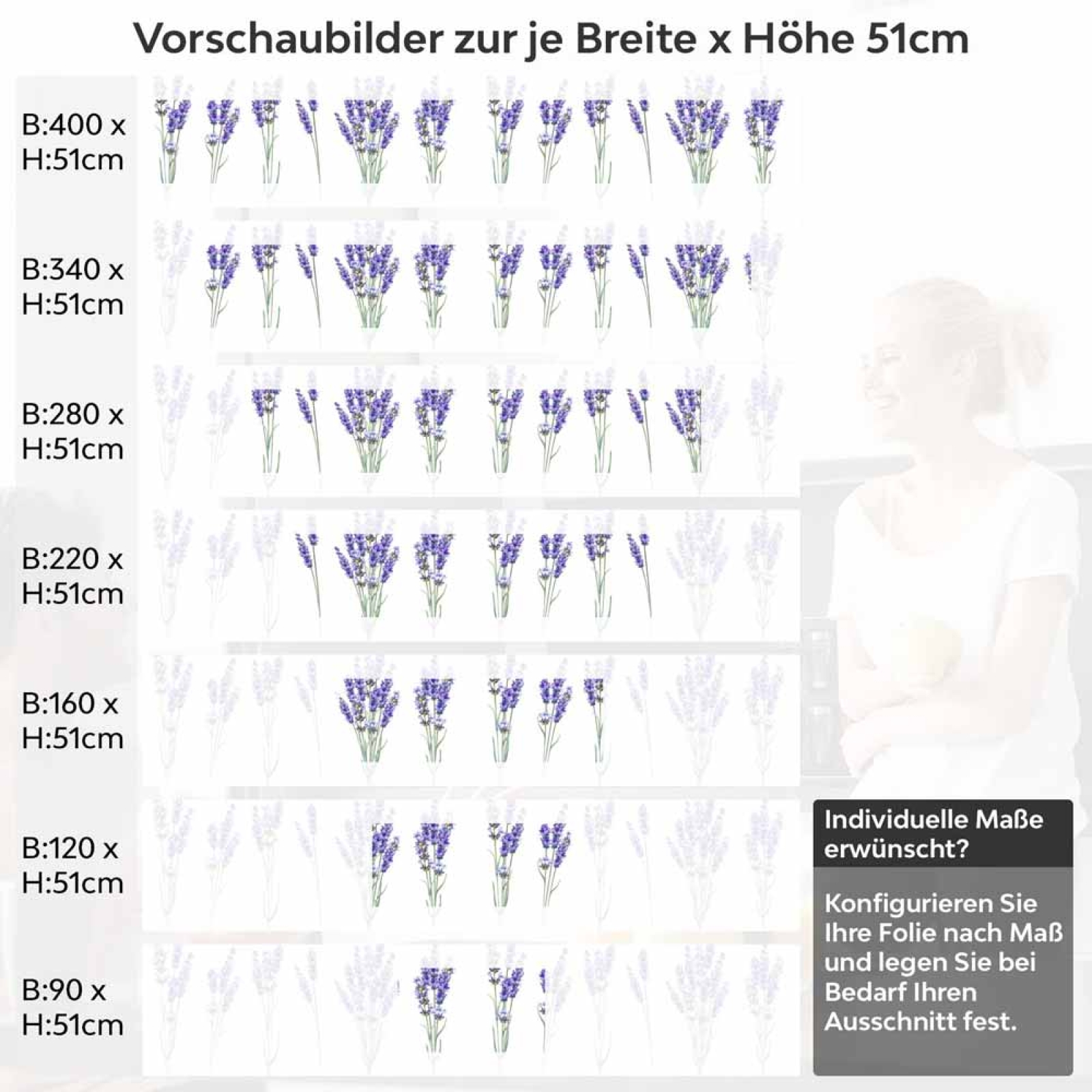 Küchenrückwand Folie lila Lavendel Höhe 51cm