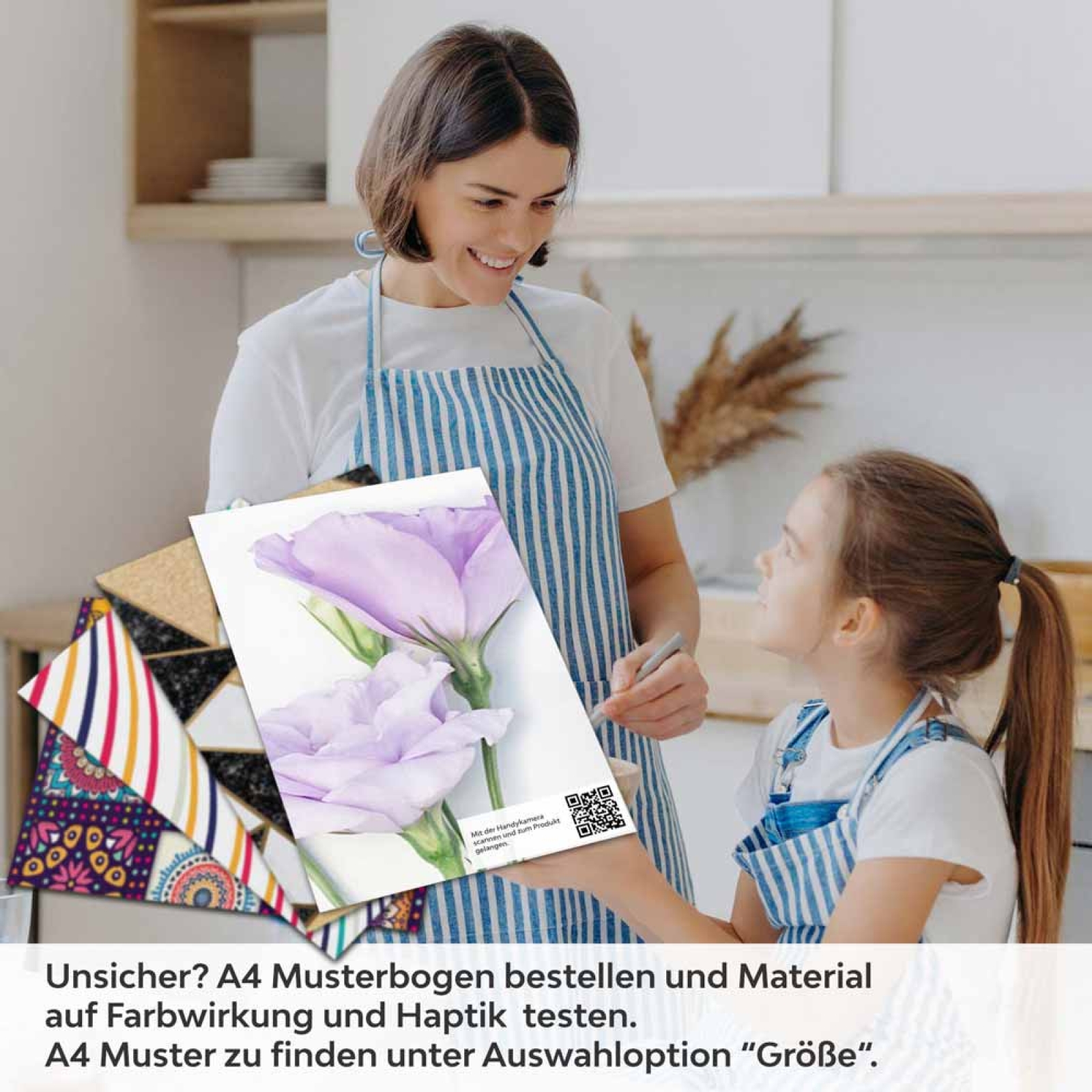 Küchenrückwand Folie Blütentraum - Pastellfarben, die verzaubern A4 Muster