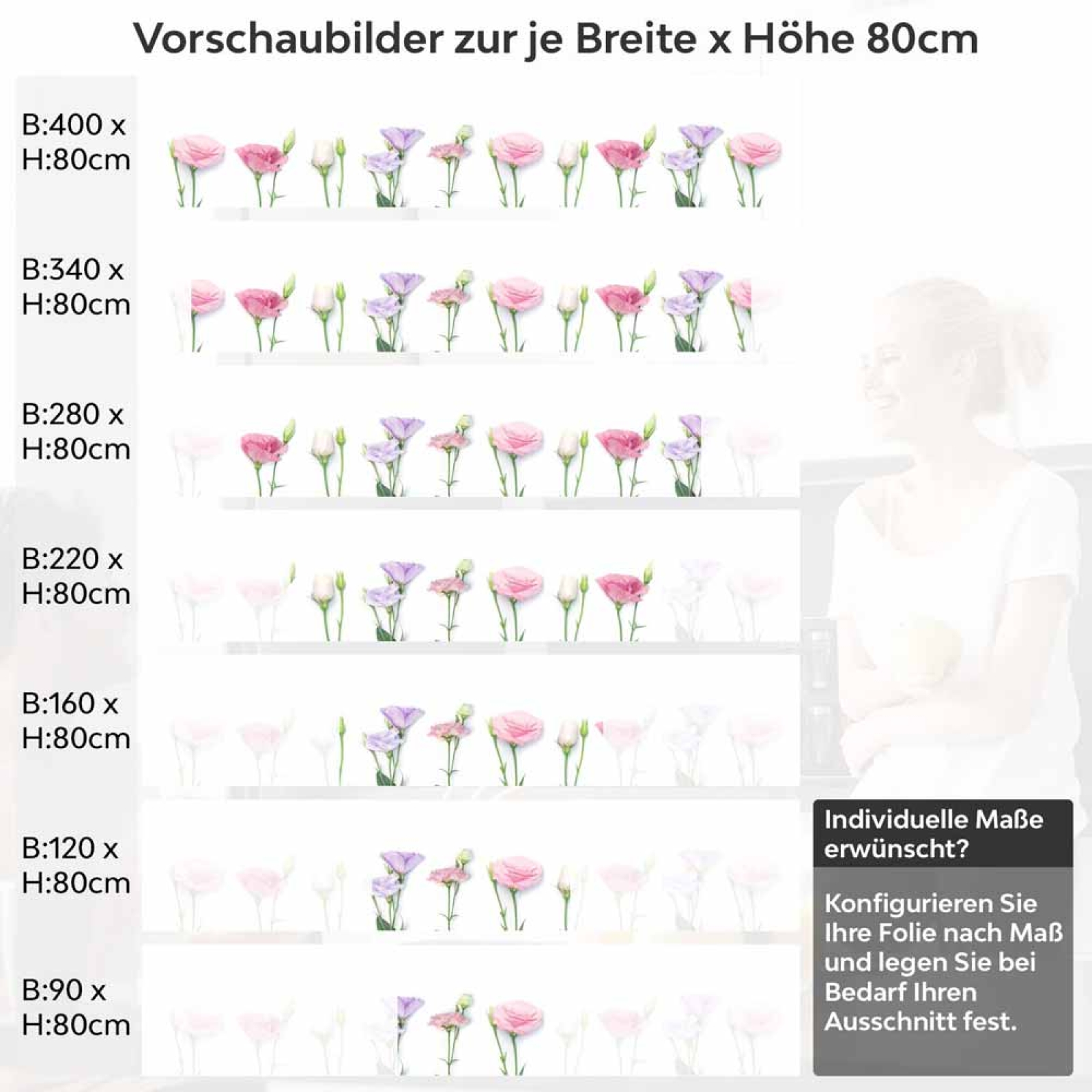 Küchenrückwand Folie Blütentraum - Pastellfarben, die verzaubern Höhe 80cm