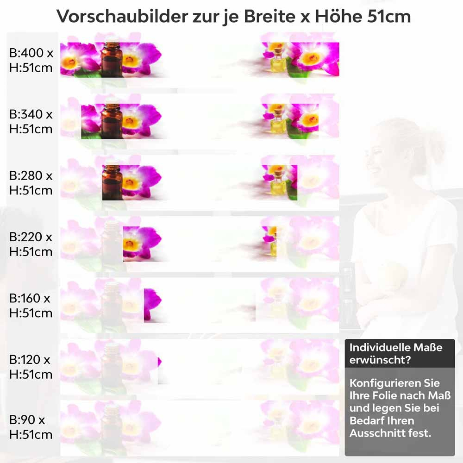 Küchenrückwand Folie Blüten & Öle Höhe 51cm
