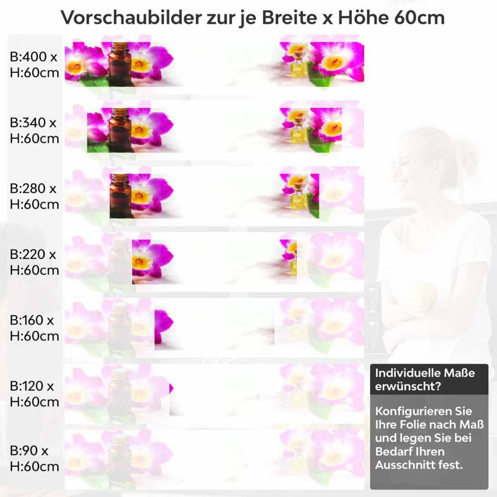Küchenrückwand Folie Blüten & Öle Höhe 60cm