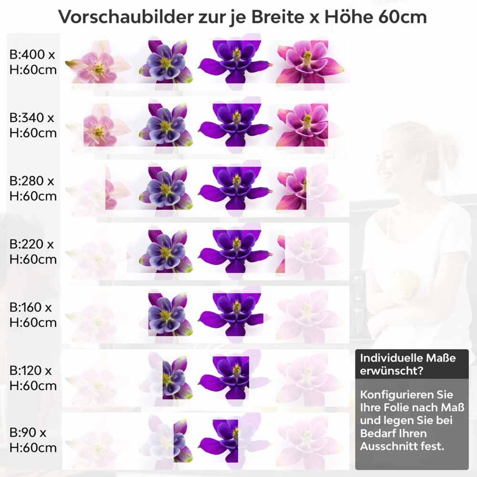 Küchenrückwand Folie farbige Blüten Höhe 60cm