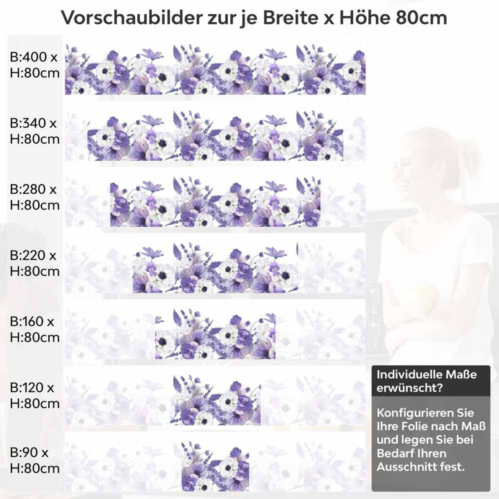 Küchenrückwand Folie Blumenarrangement Höhe 80cm