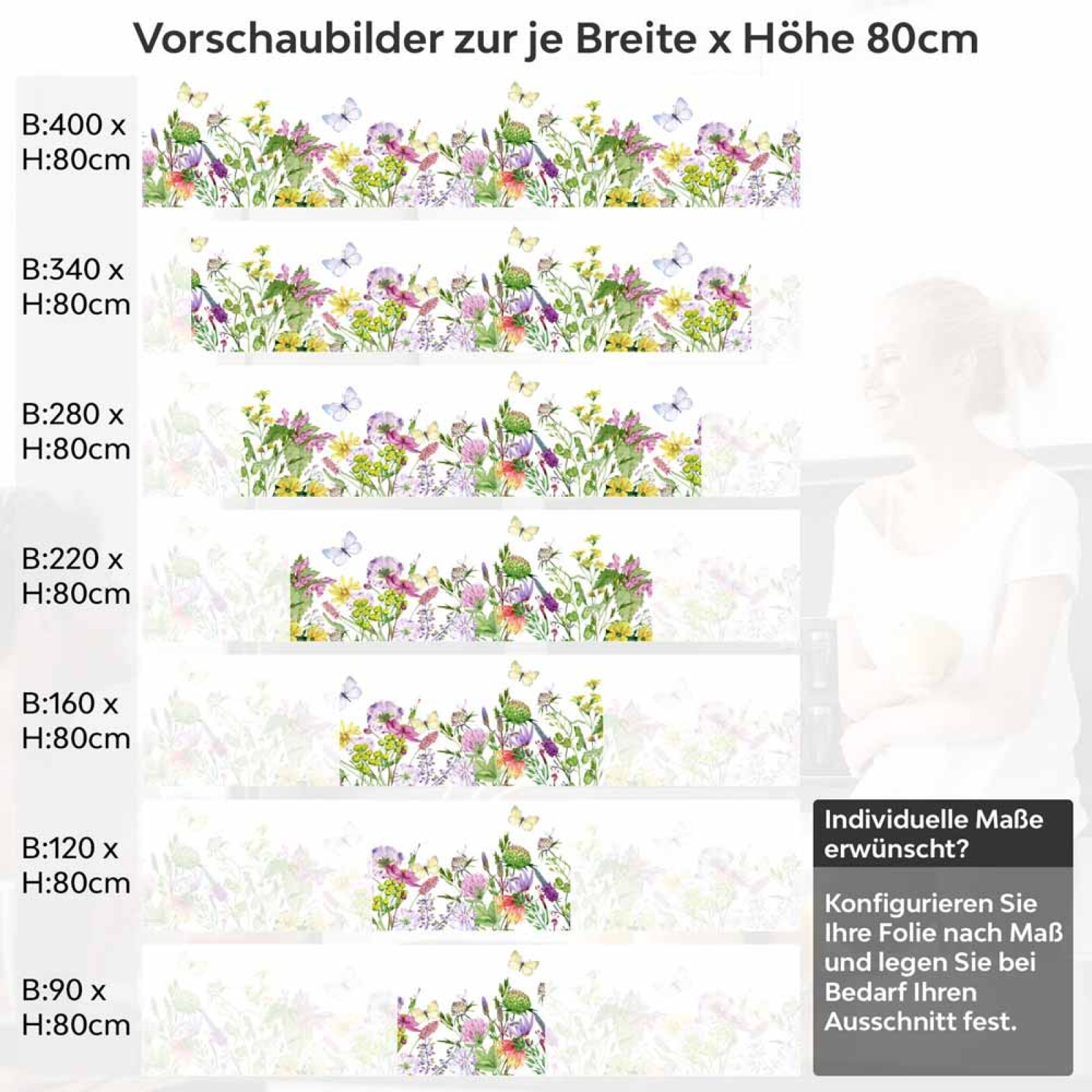 Küchenrückwand Folie Wildblumenwiese Höhe 80cm