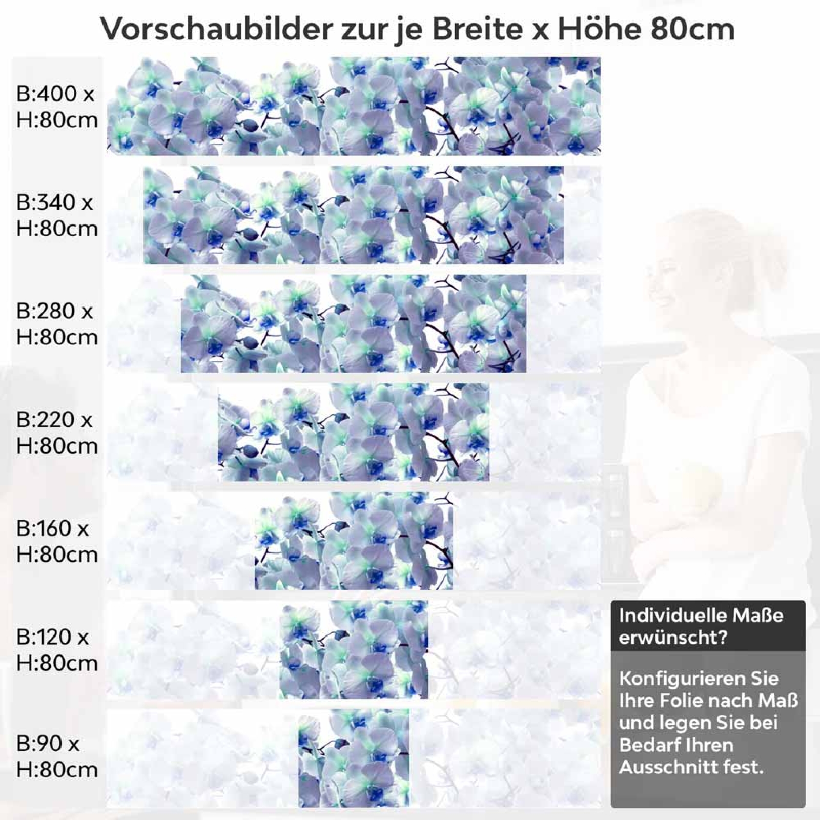 Küchenrückwand Folie Orchideenpracht Höhe 80cm