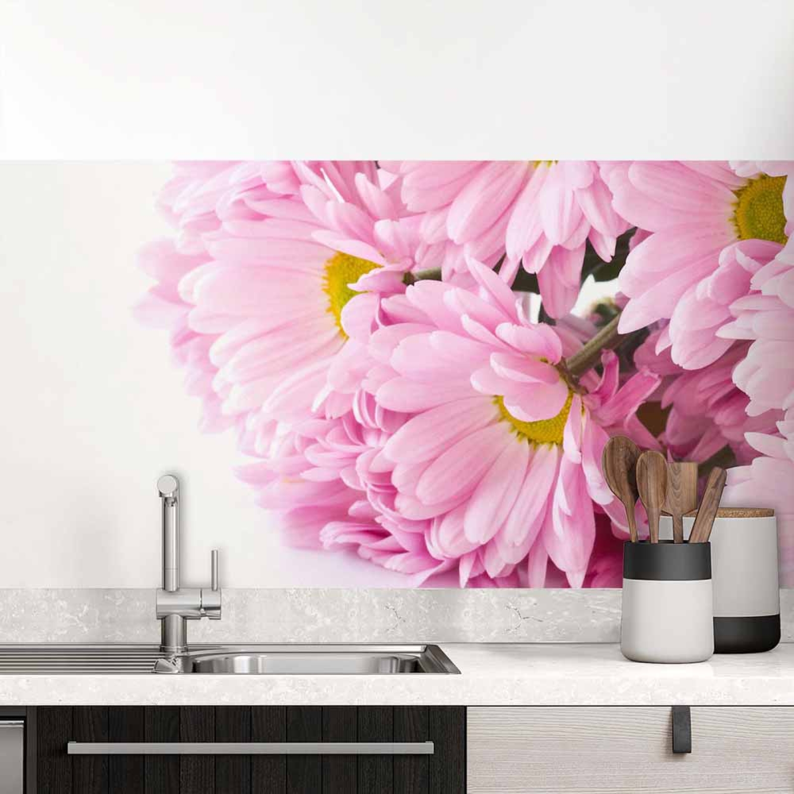 Küchenrückwand Folie rosa Blüten Hauptbild