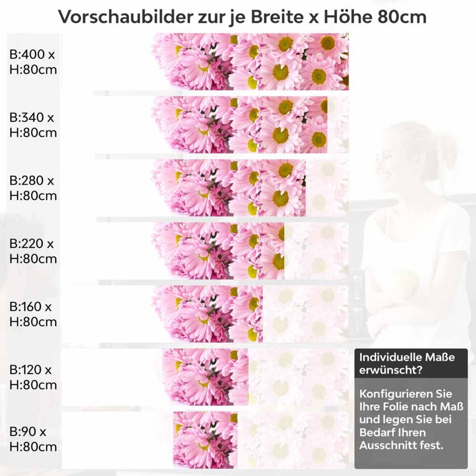 Küchenrückwand Folie rosa Blüten Höhe 80cm