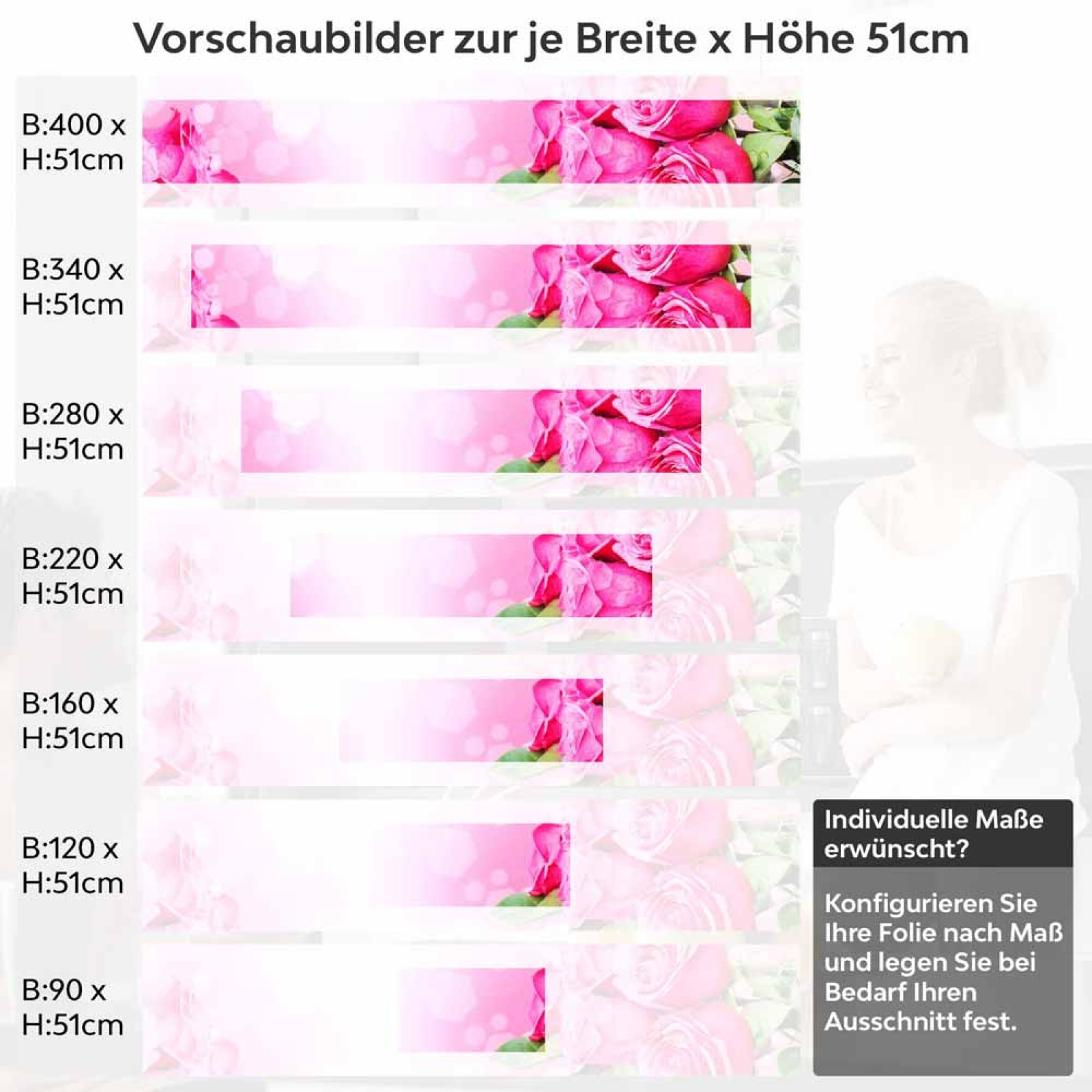 Küchenrückwand Folie pinke Rosen Höhe 51cm