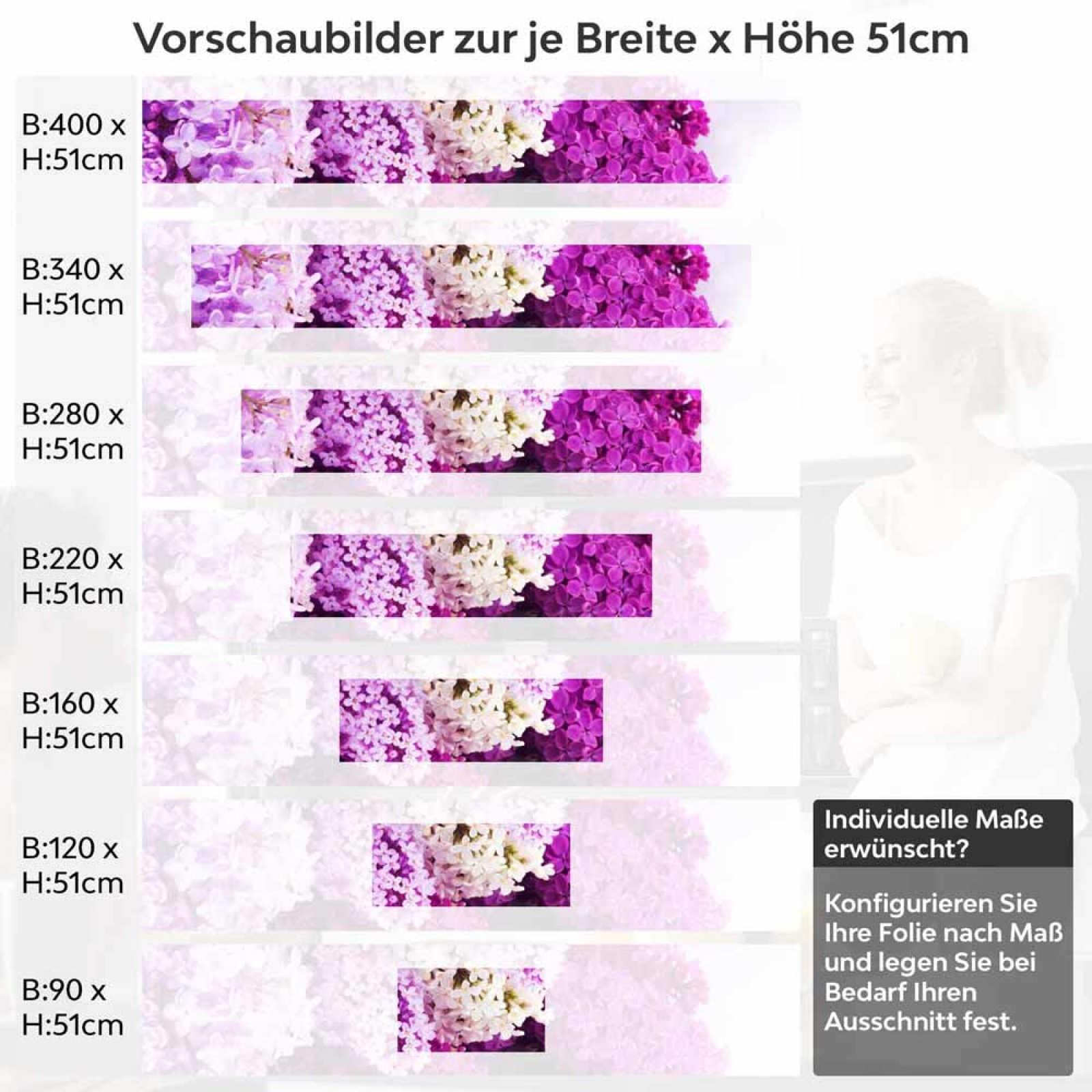 Küchenrückwand Folie Fliederblüten Höhe 51cm