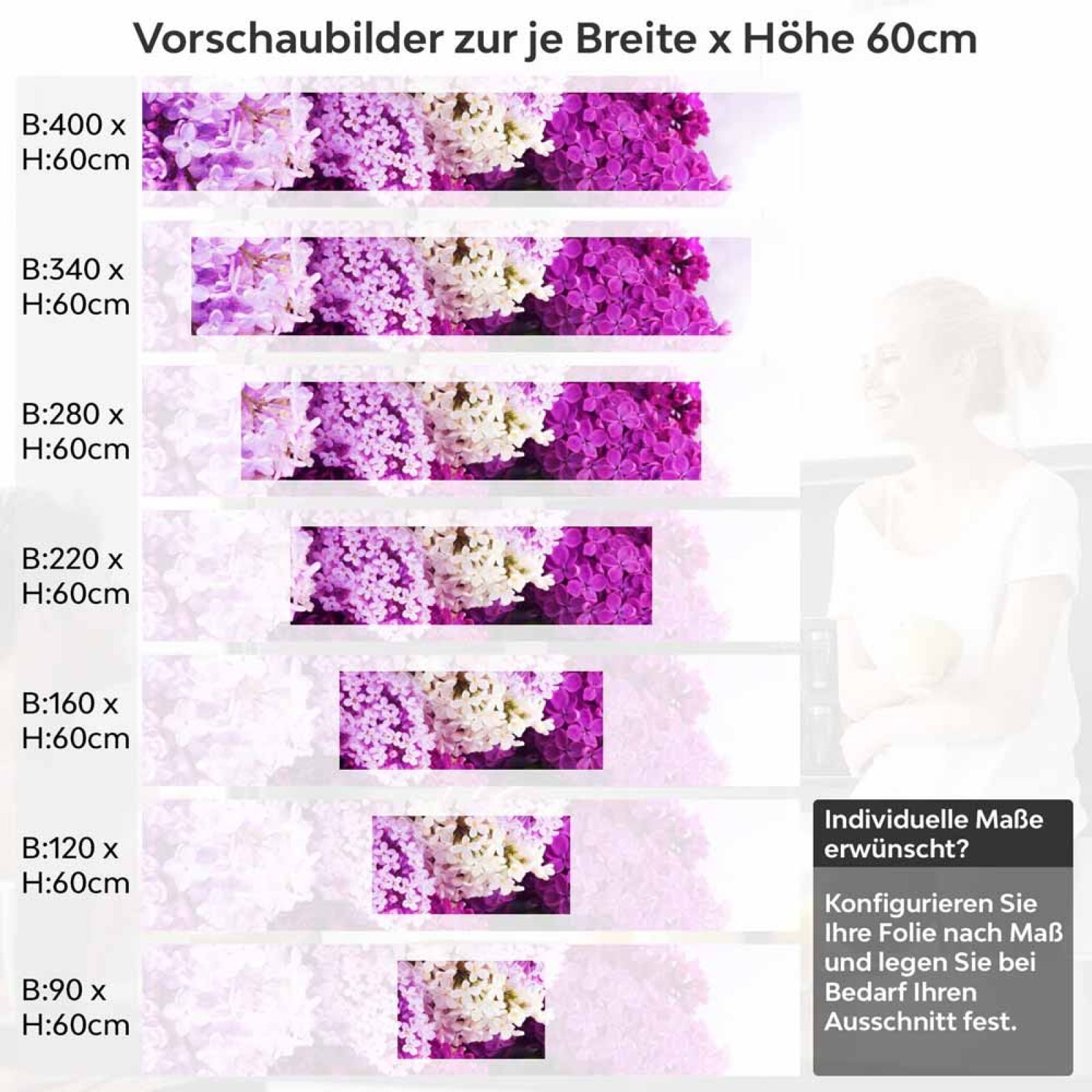 Küchenrückwand Folie Fliederblüten Höhe 60cm
