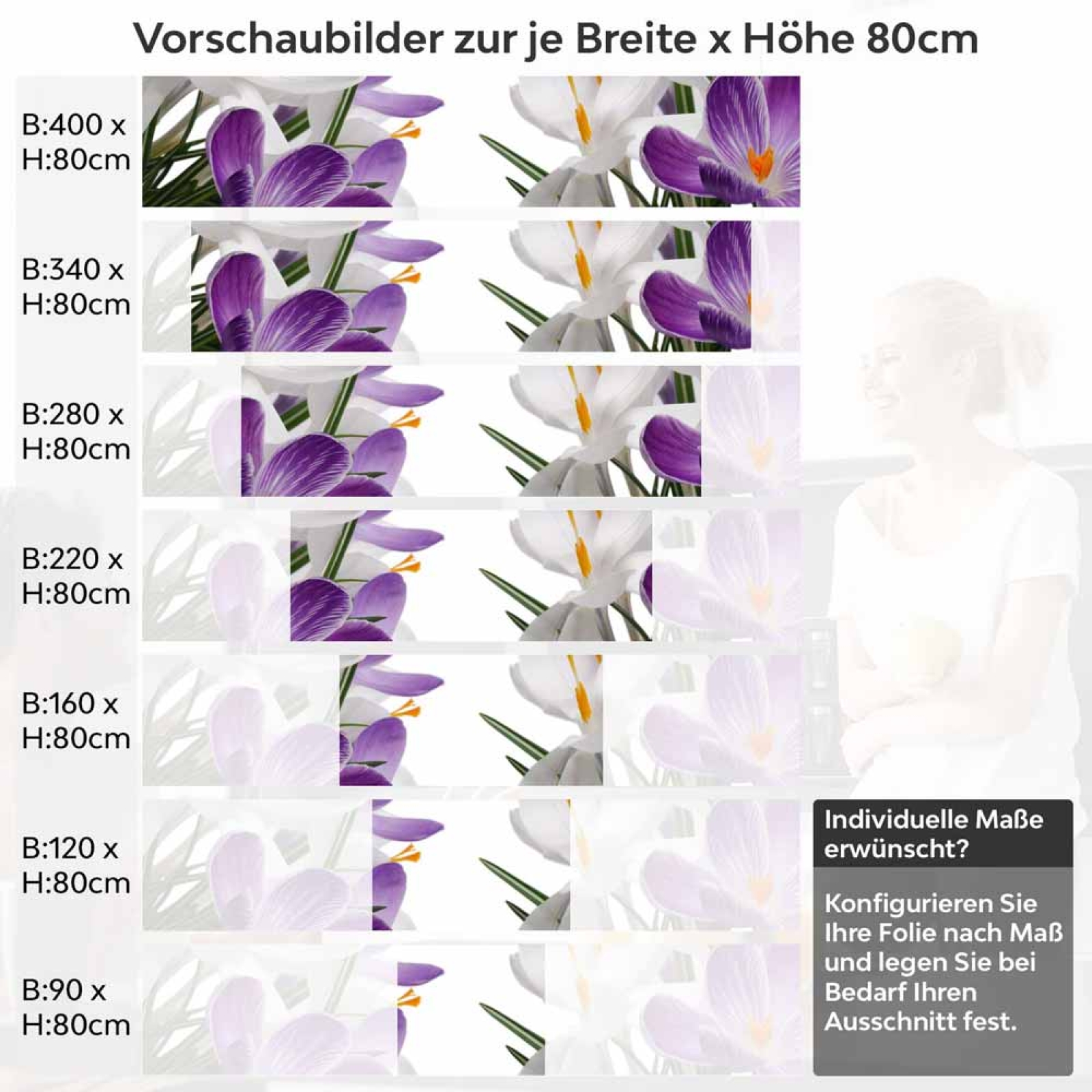 Küchenrückwand Folie Krokusblüten Höhe 80cm