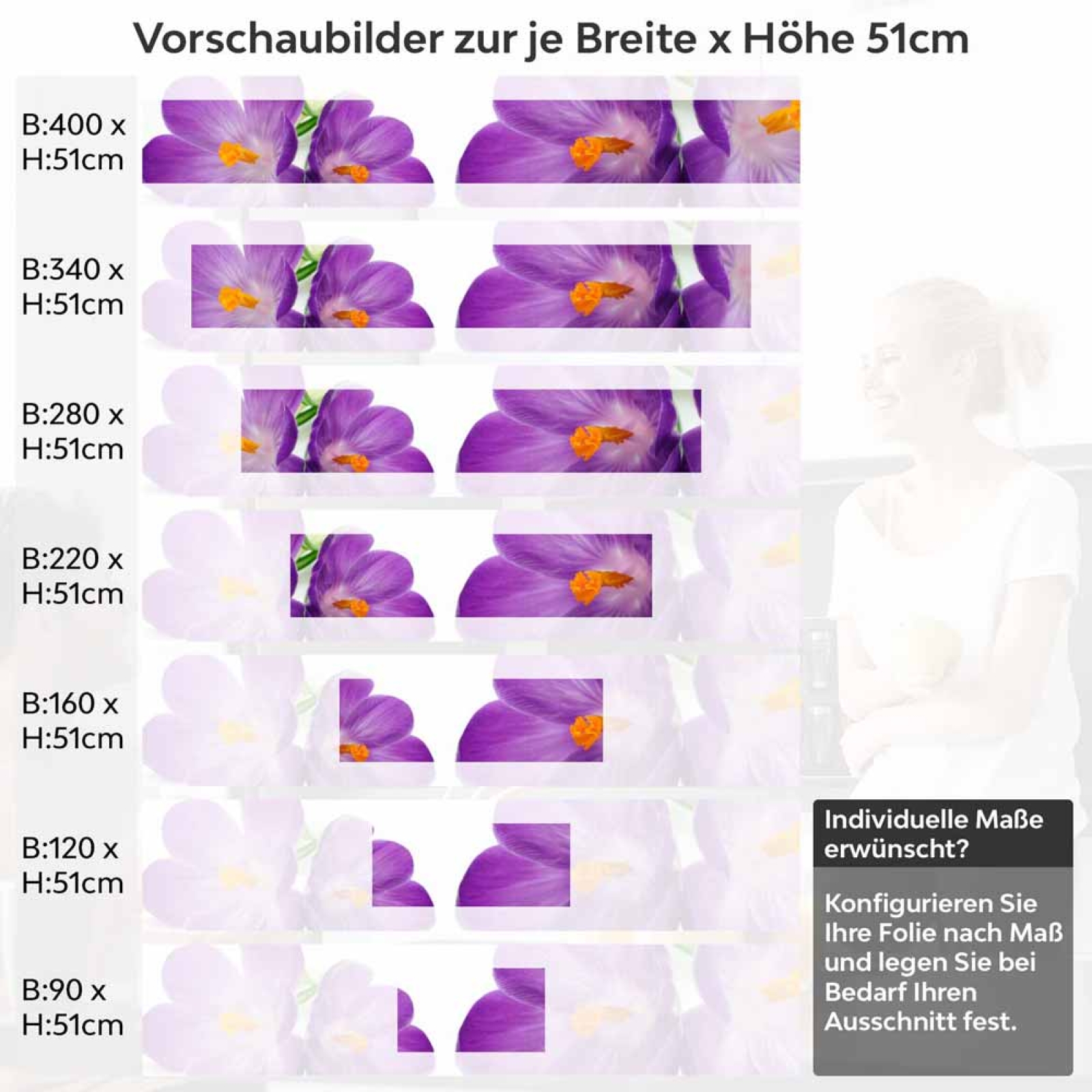 Küchenrückwand Folie violette Krokusse Höhe 51cm