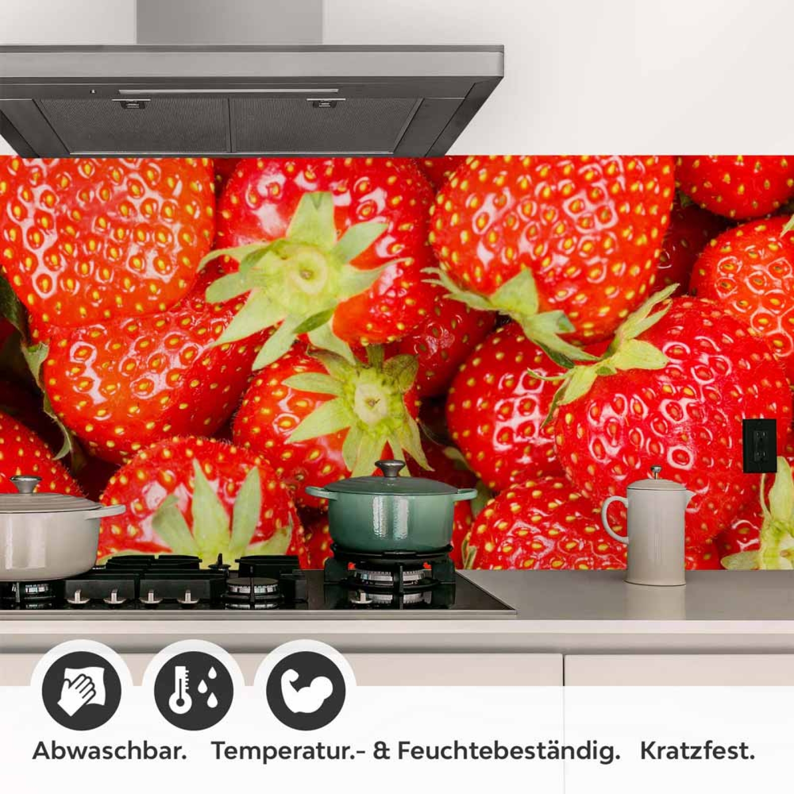 Küchenrückwand Folie Sommerliche Erdbeeren - Fruchtige Frische Detailbild 1