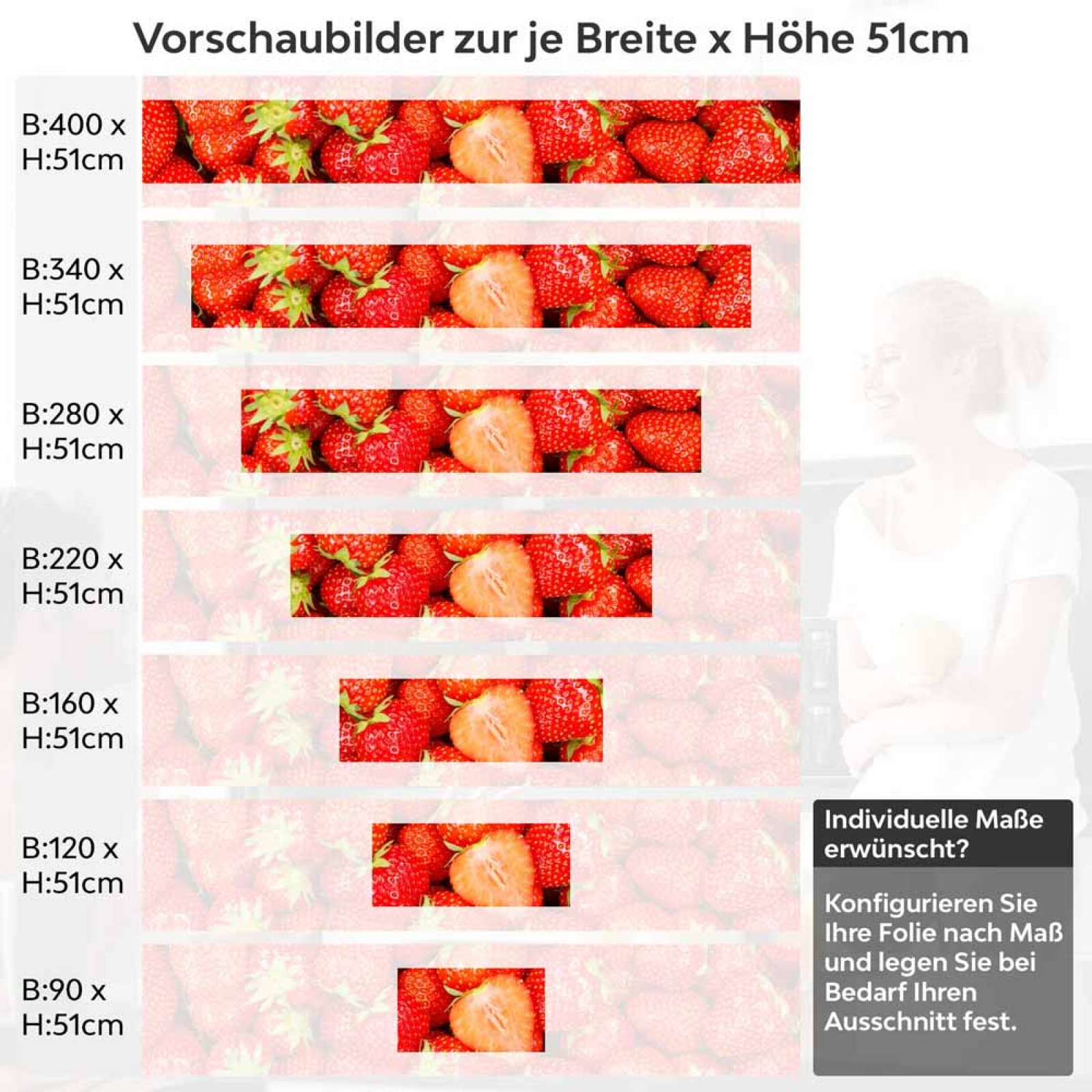 Küchenrückwand Folie Sommerliche Erdbeeren - Fruchtige Frische Höhe 51cm