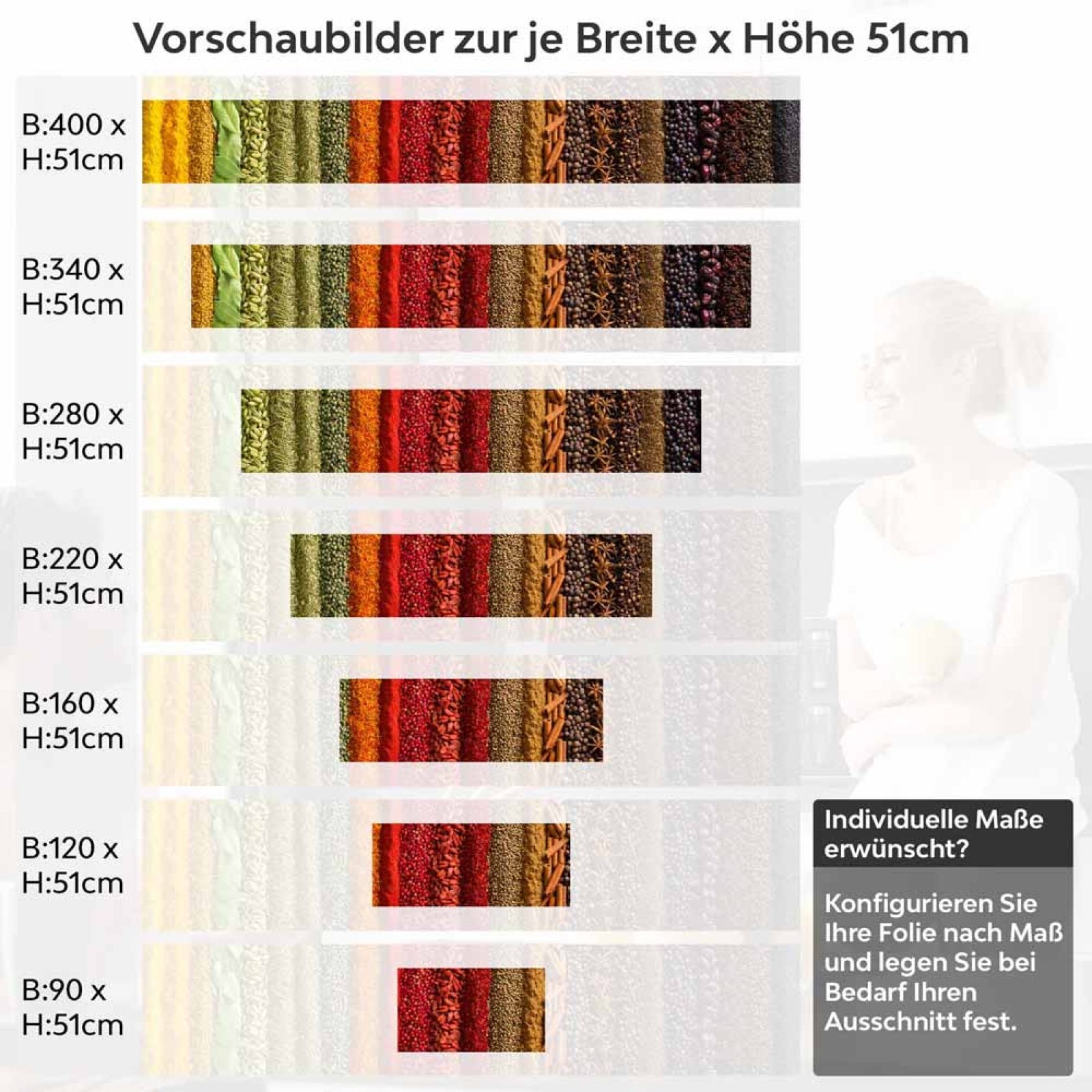 Küchenrückwand Folie Gewürzmischung - Aromatische Atmosphäre Höhe 51cm