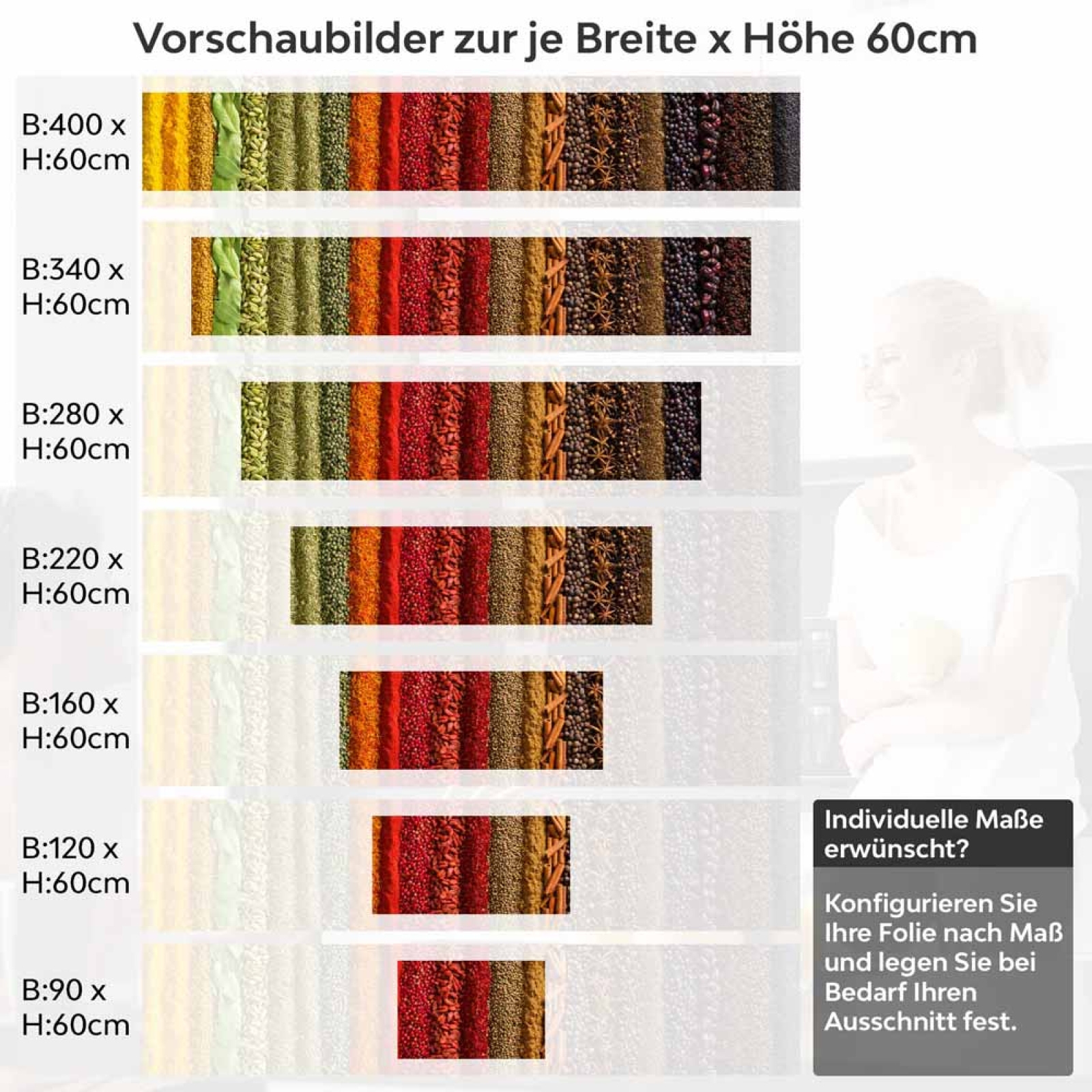 Küchenrückwand Folie Gewürzmischung - Aromatische Atmosphäre Höhe 60cm