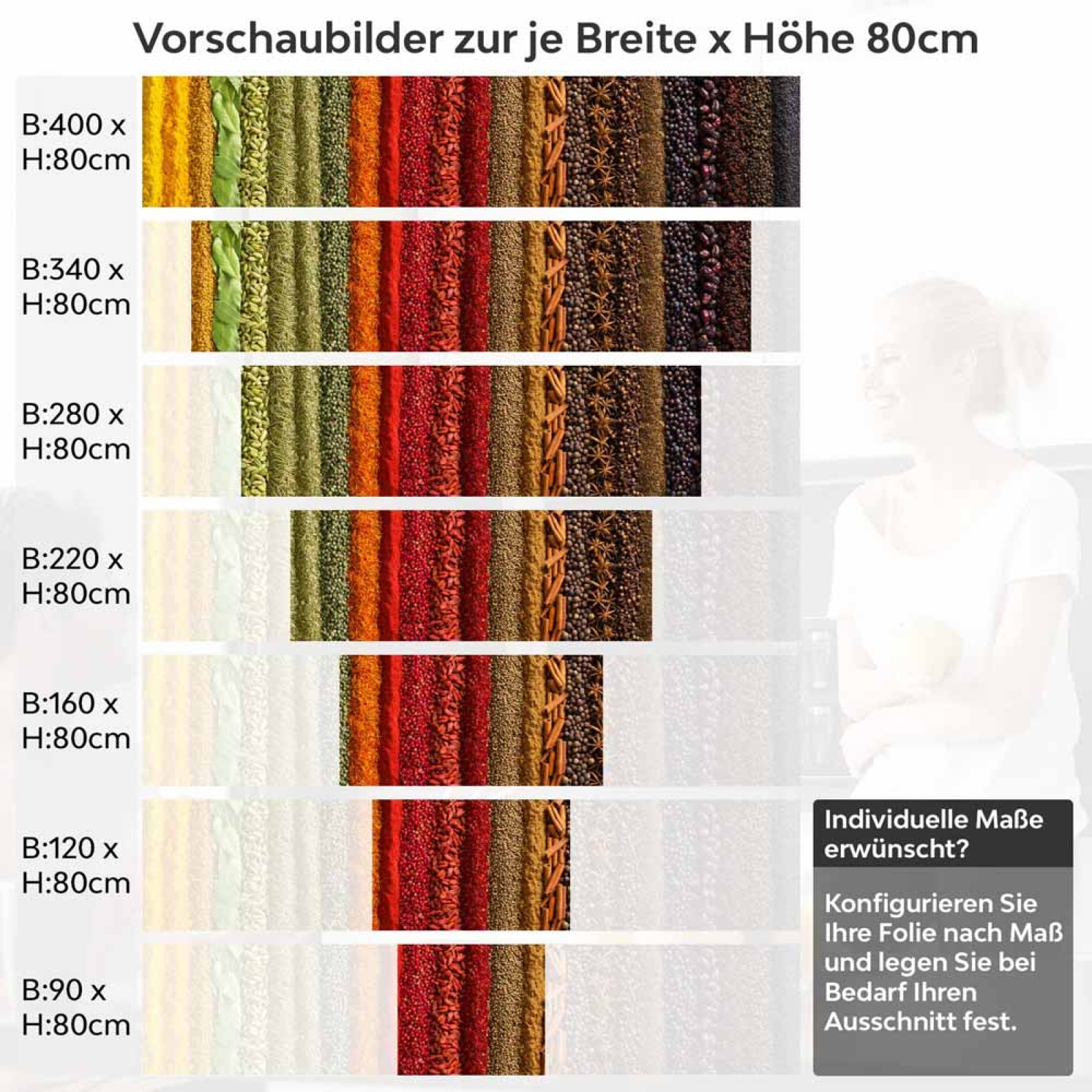 Küchenrückwand Folie Gewürzmischung - Aromatische Atmosphäre Höhe 80cm