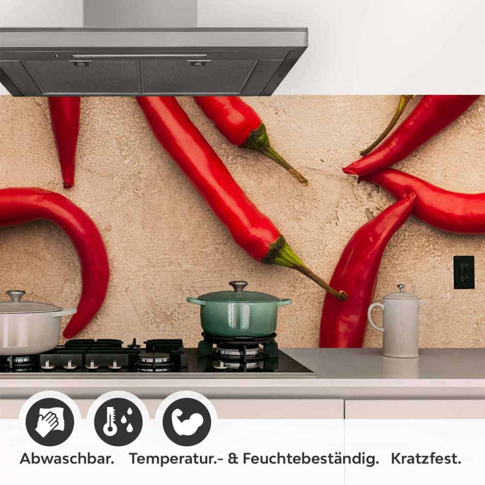 Küchenrückwand Folie Scharfe Chilis - Würze für Ihre Küche Detailbild 1