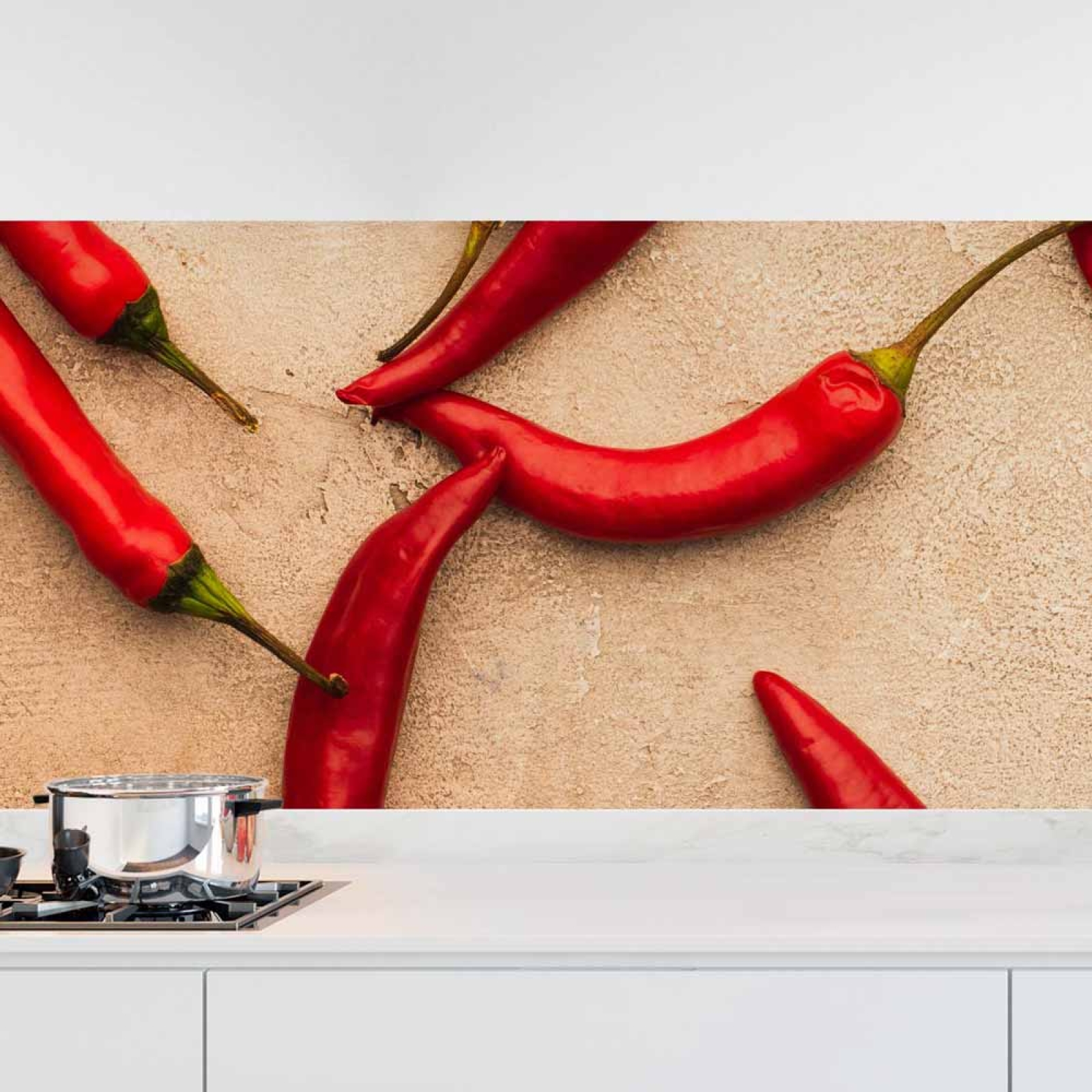 Küchenrückwand Folie Scharfe Chilis - Würze für Ihre Küche Hauptbild 1