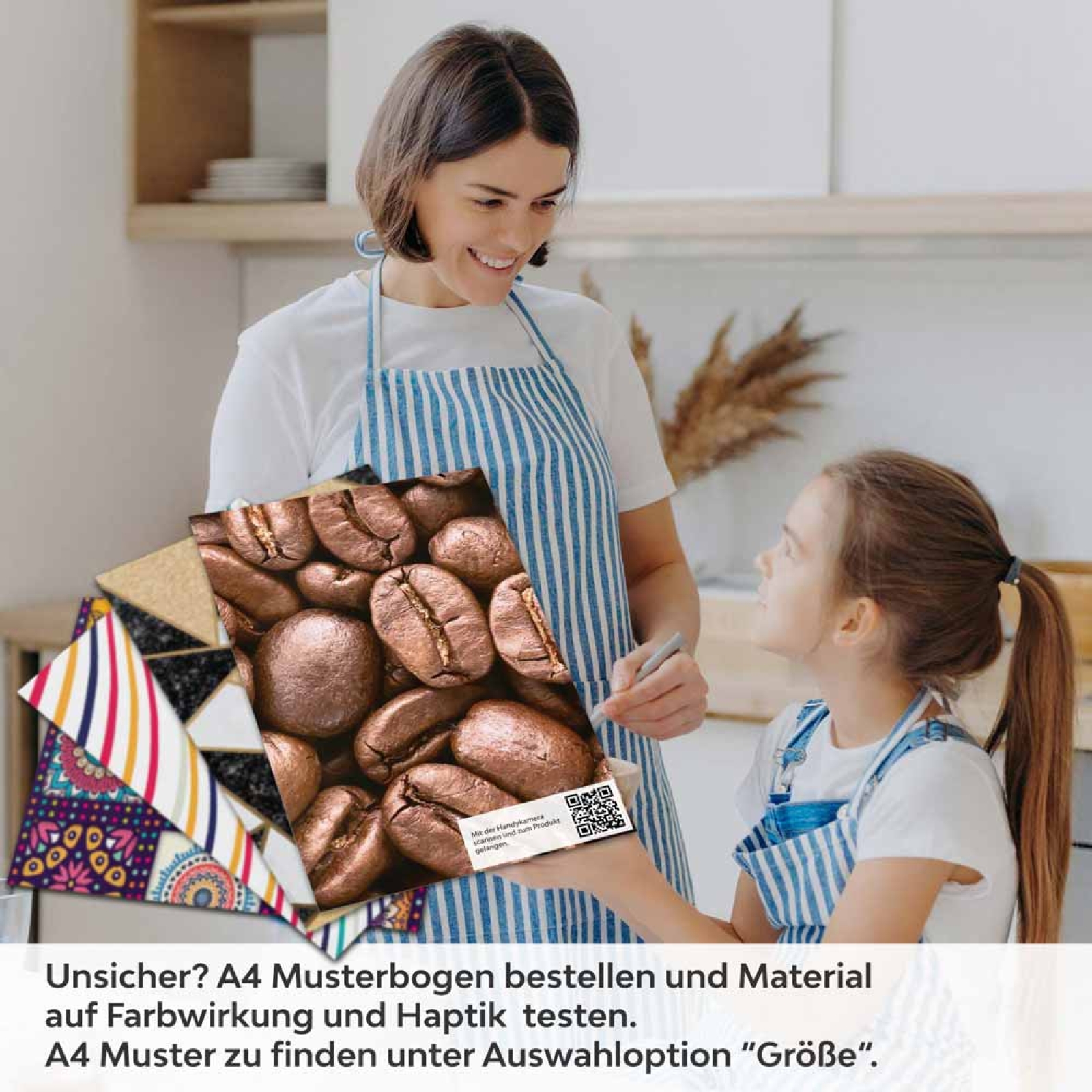 Küchenrückwand Folie Kaffeearoma - Meer an Bohnen A4 Muster
