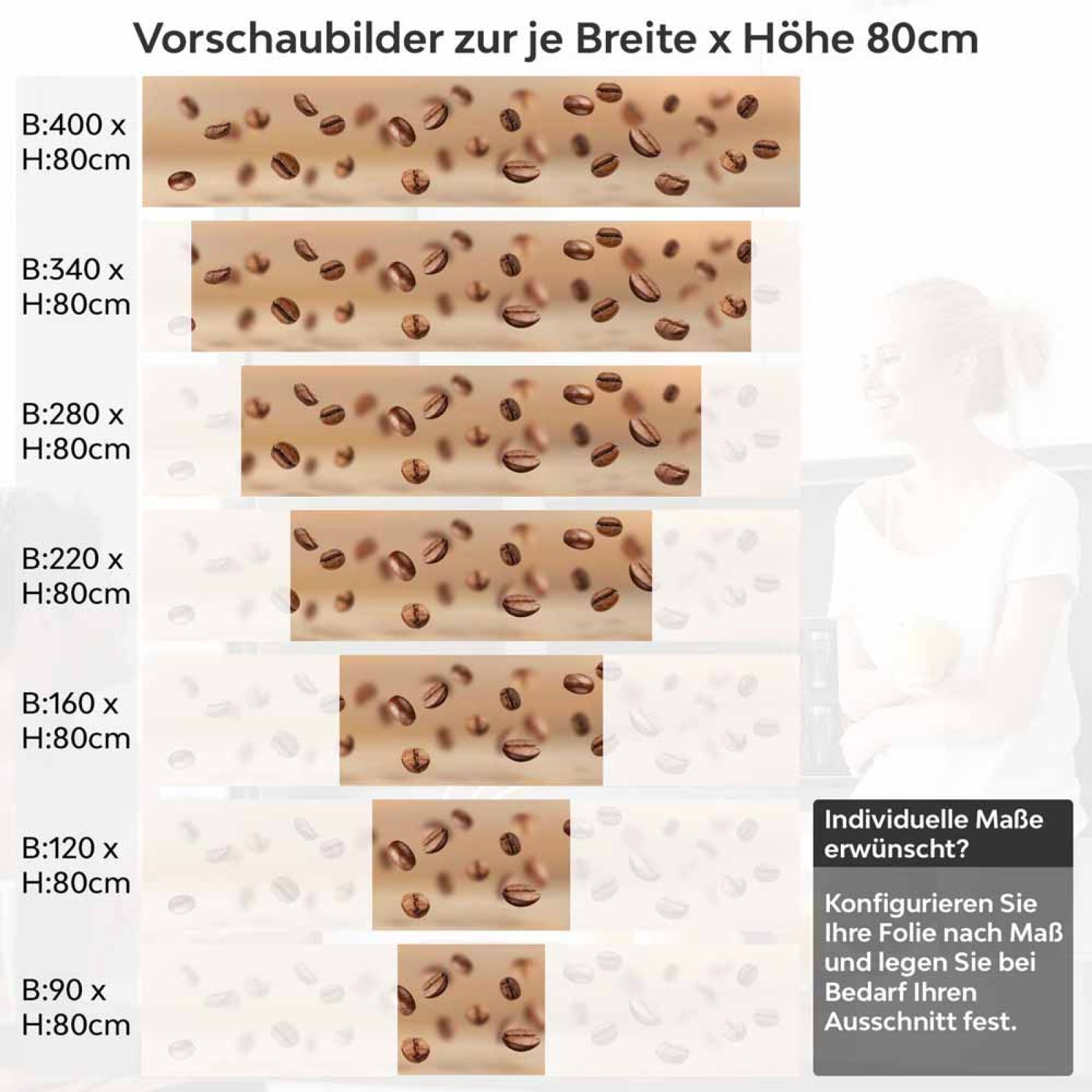 Küchenrückwand Folie Bohnen im Flug - Optik für Genießer Höhe 80cm