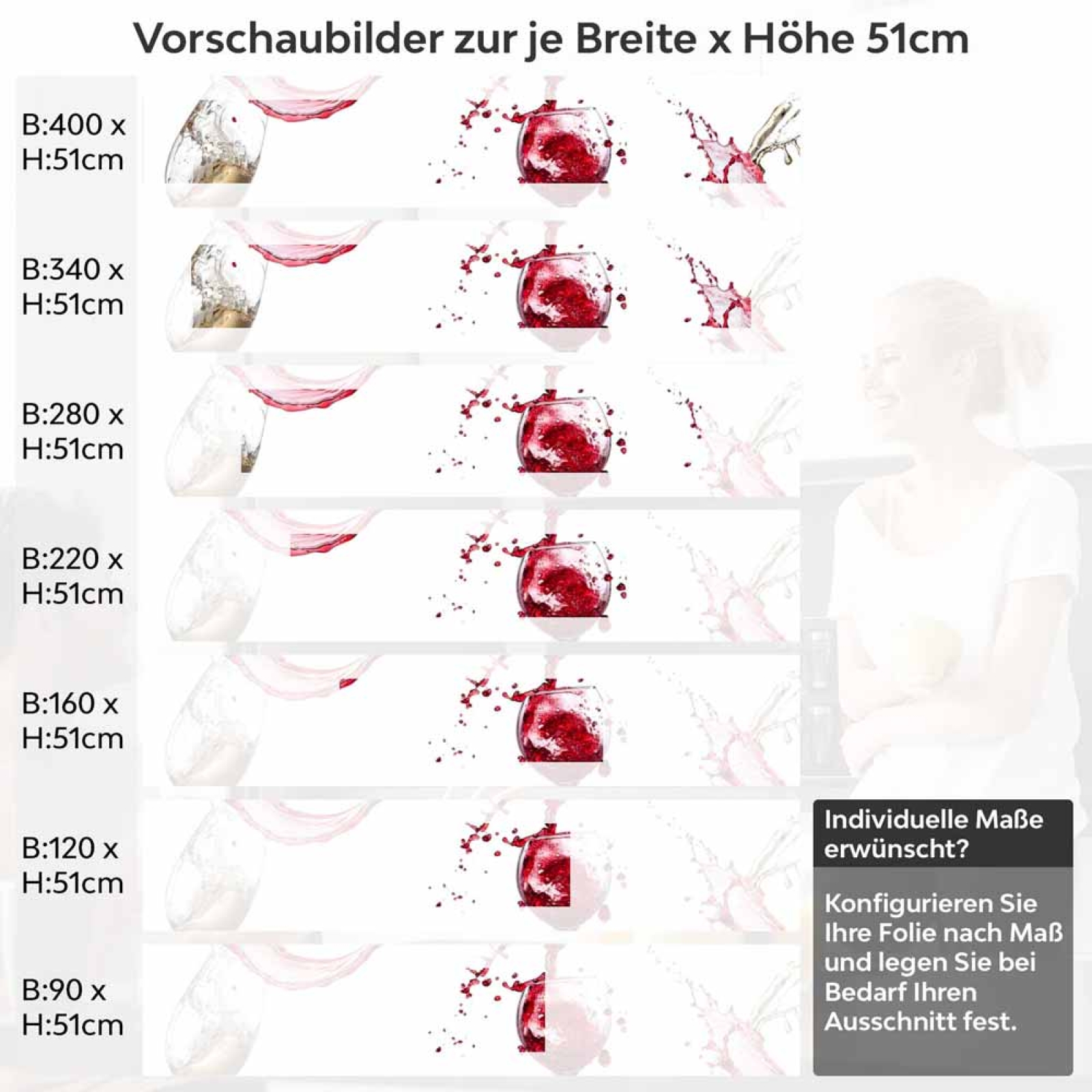 Küchenrückwand Folie Spritzender Wein - Weingenuss für die Küche Höhe 51cm