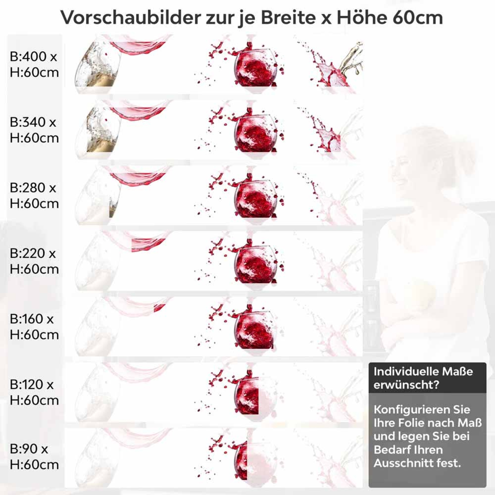 Küchenrückwand Folie Spritzender Wein - Weingenuss für die Küche Höhe 60cm