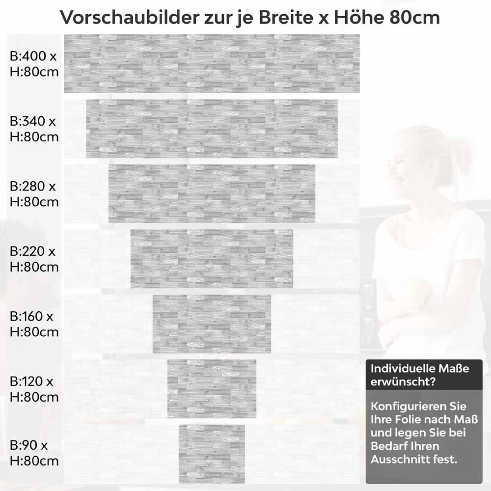 Küchenrückwand Folie Holzdielen Optik Höhe 80cm