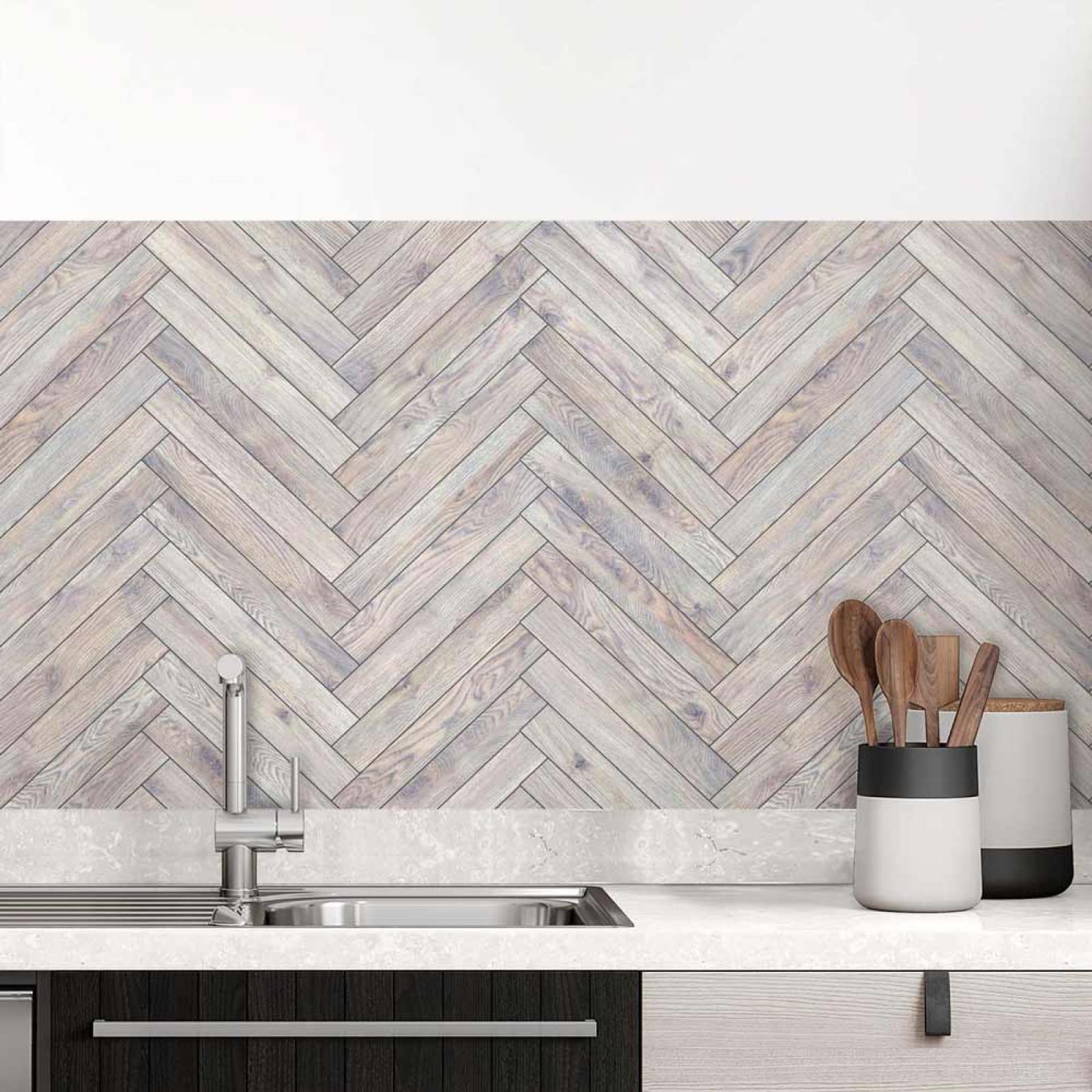 Küchenrückwand Folie Fischgräten Holzoptik Hauptbild 1