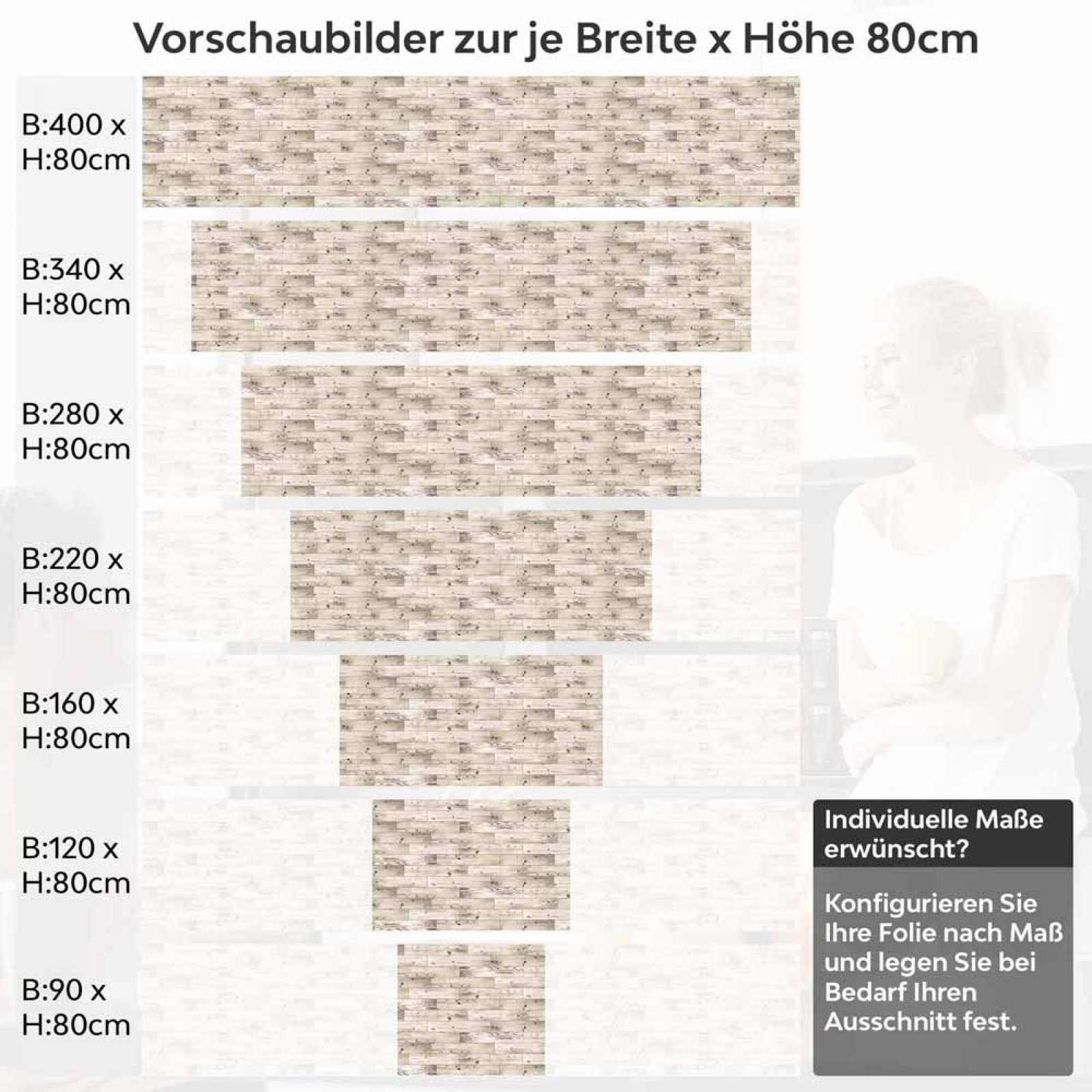 Küchenrückwand Folie Holzstruktur Optik Höhe 80cm