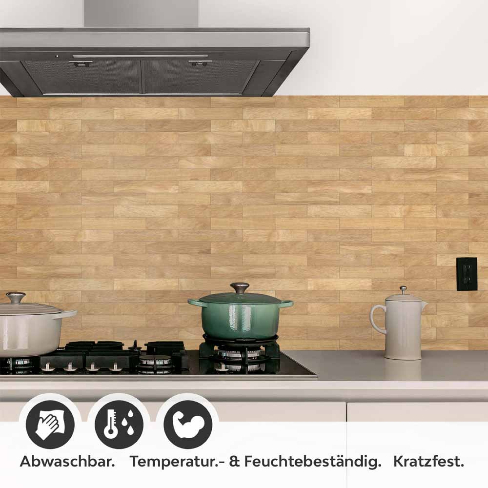 Küchenrückwand Folie Holzriemchen Holzoptik Detailbild 1