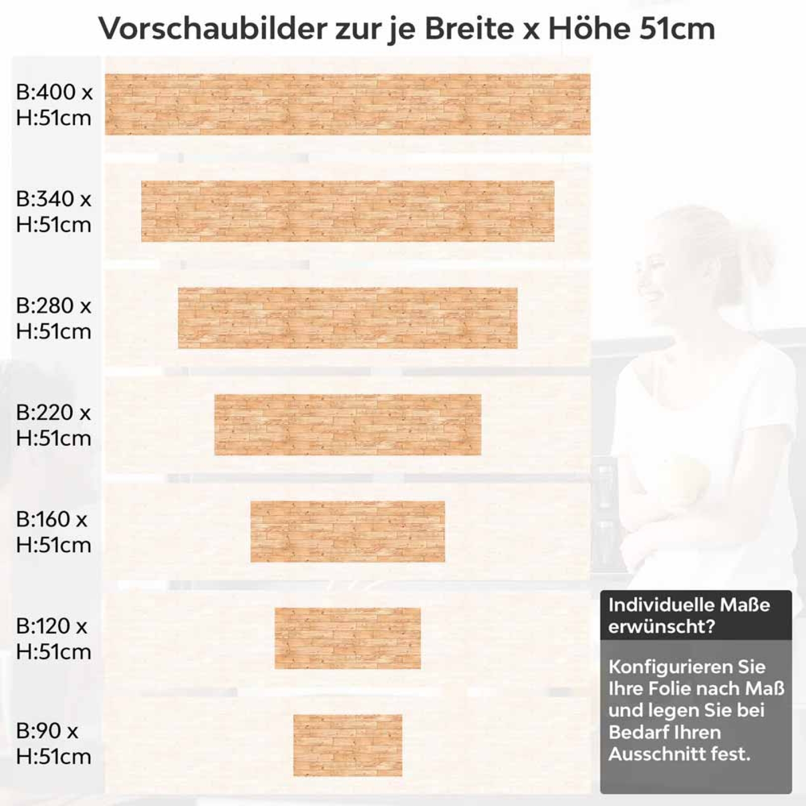 Küchenrückwand Folie Lärche Holzoptik Höhe 51cm