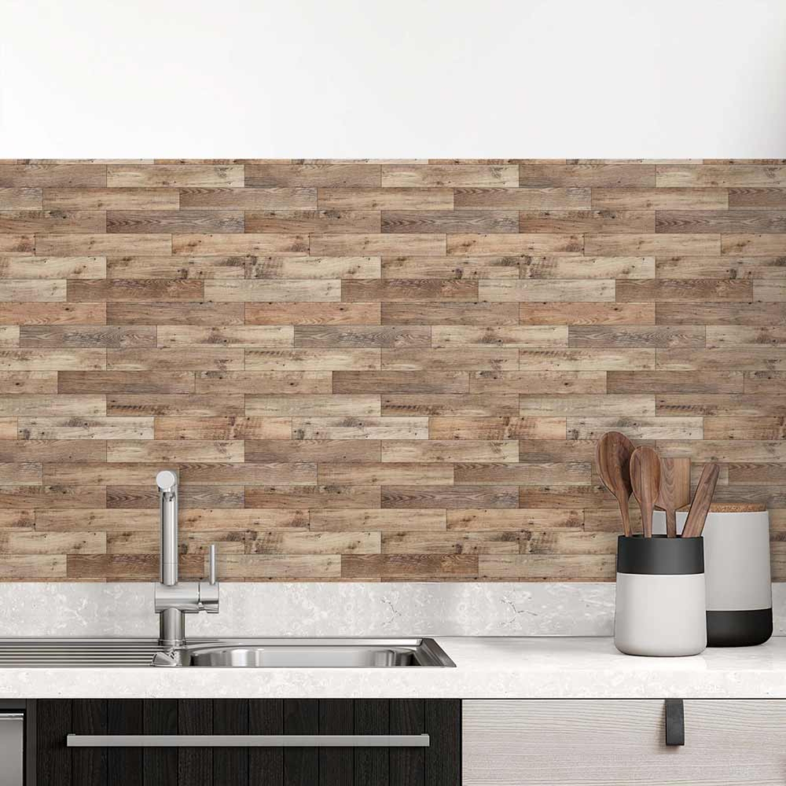 Küchenrückwand Folie rustikale Parkettoptik Hauptbild 1