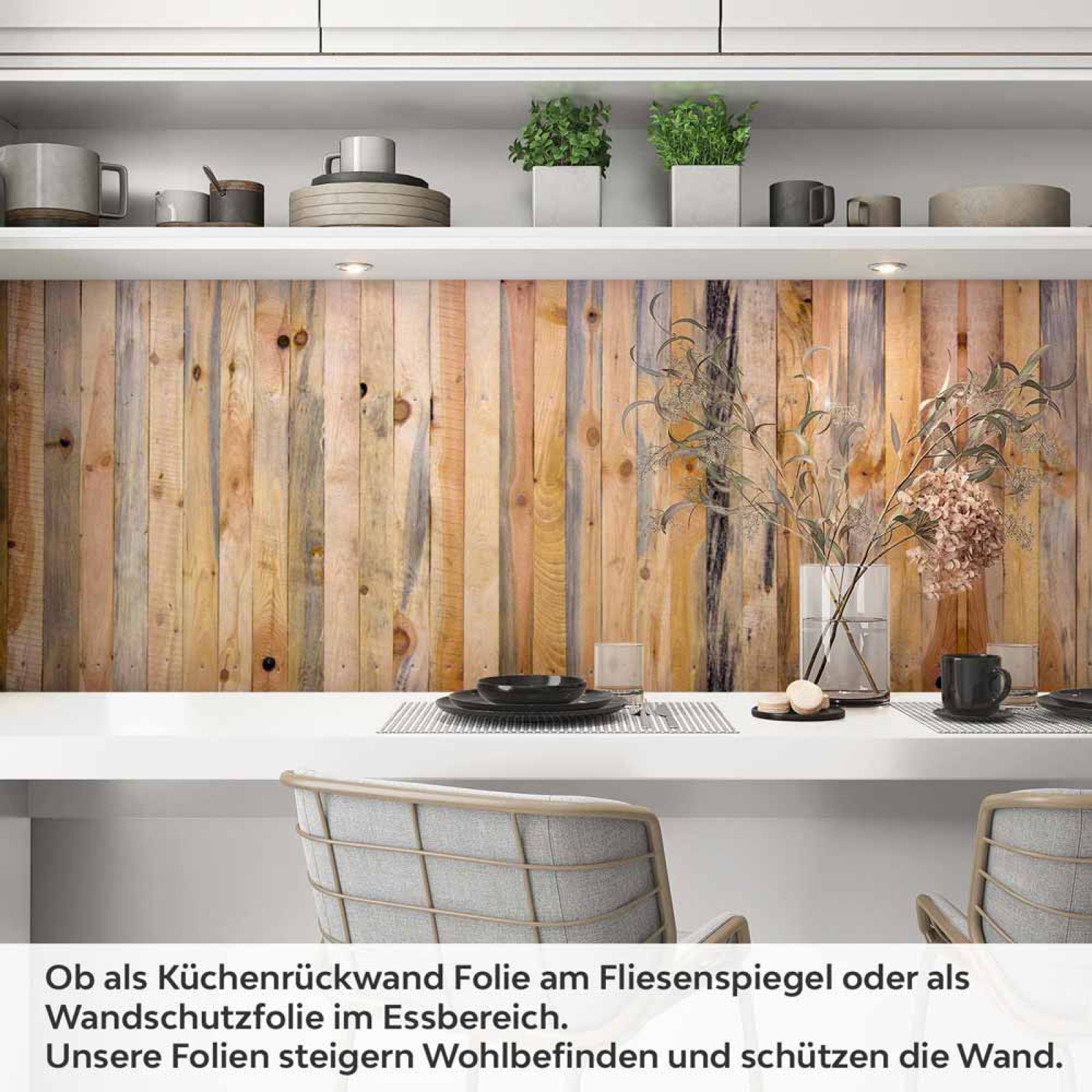 Küchenrückwand Folie Paletten Holz Optik Artikelbild 1