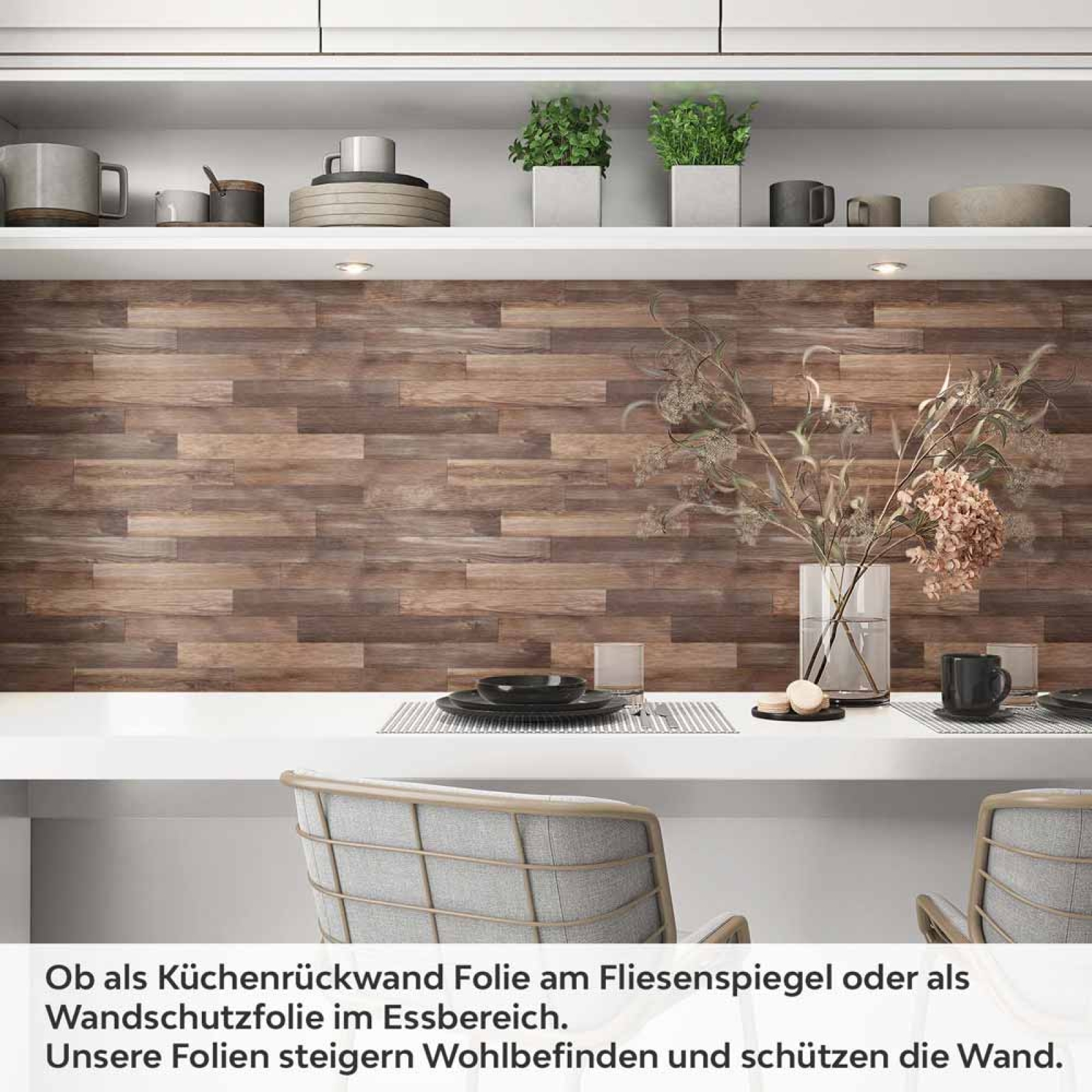 Küchenrückwand Folie dunkles Holz Artikelbild 1