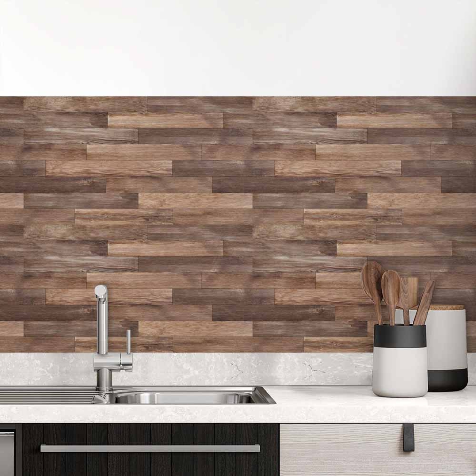 Küchenrückwand Folie dunkles Holz Hauptbild 1